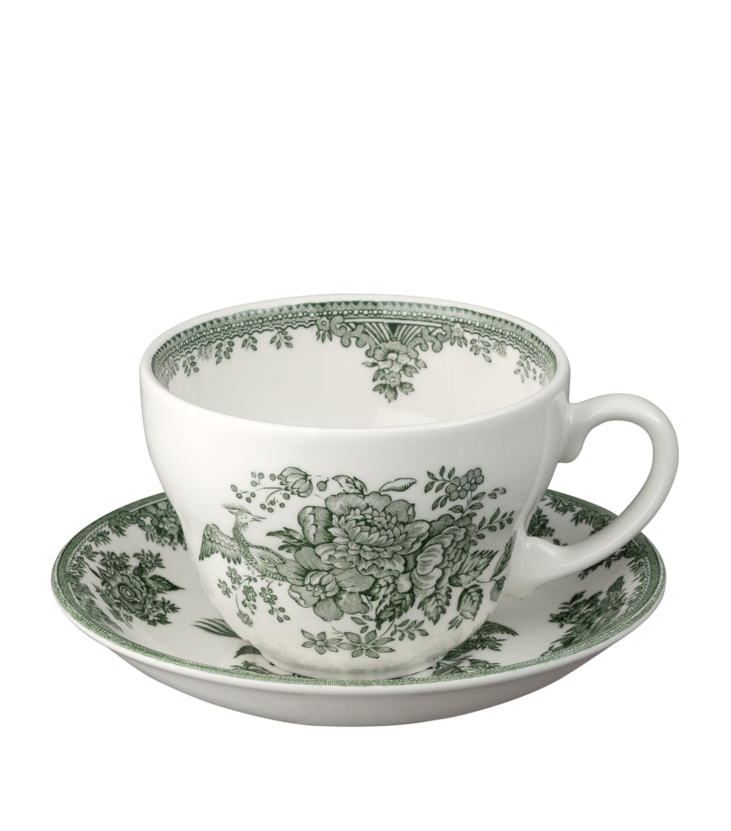 Burleigh Asiatic Pheasants Breakfast Cup And Saucer In Green