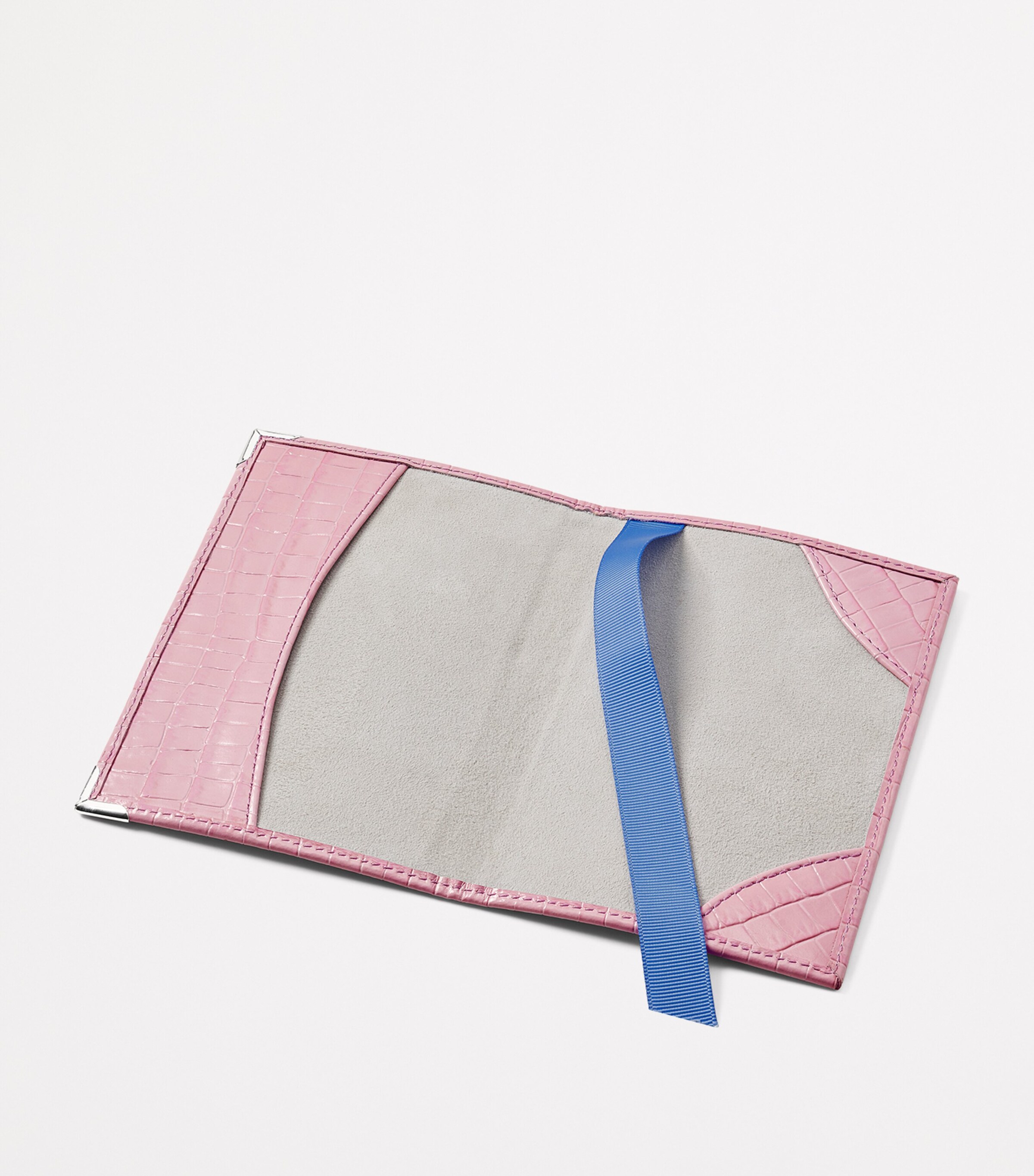 Croc-Embossed Leather Passport Cover LILAC Image 3