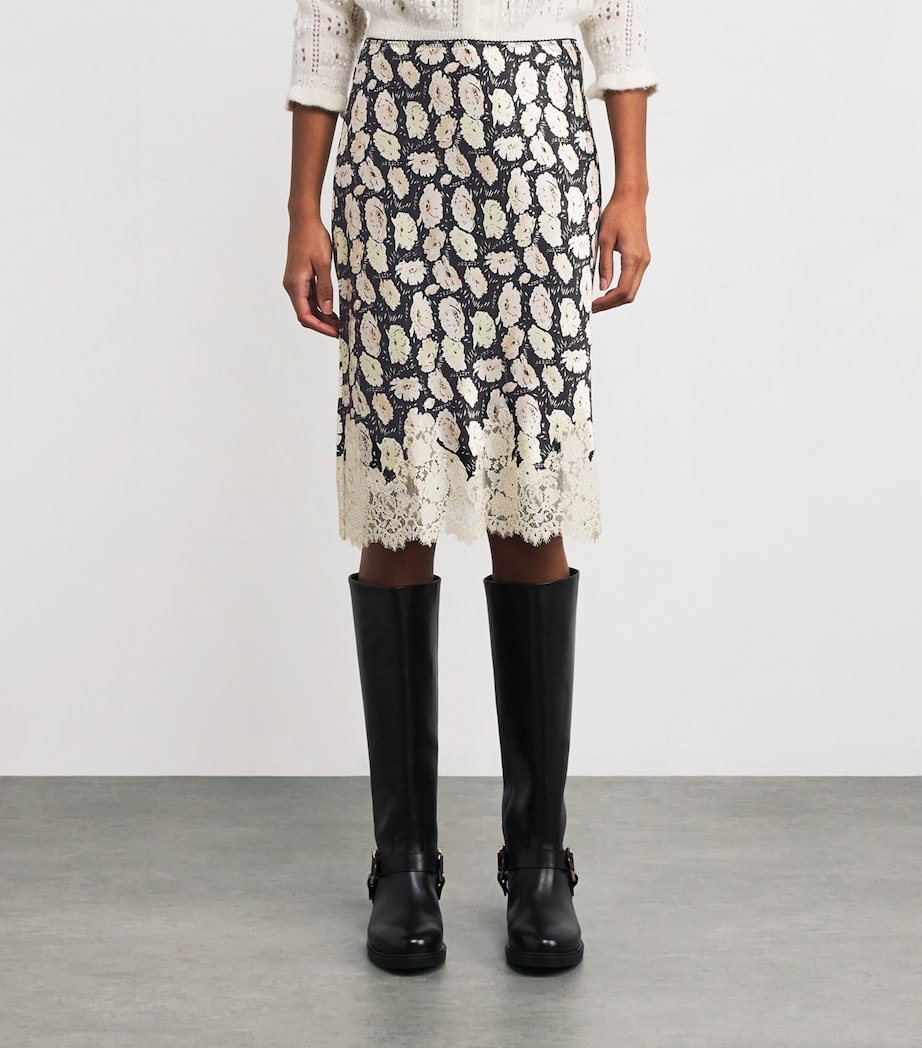 Silk Elowette Midi Skirt NOIR FLEURS D'ANMNE Image 3