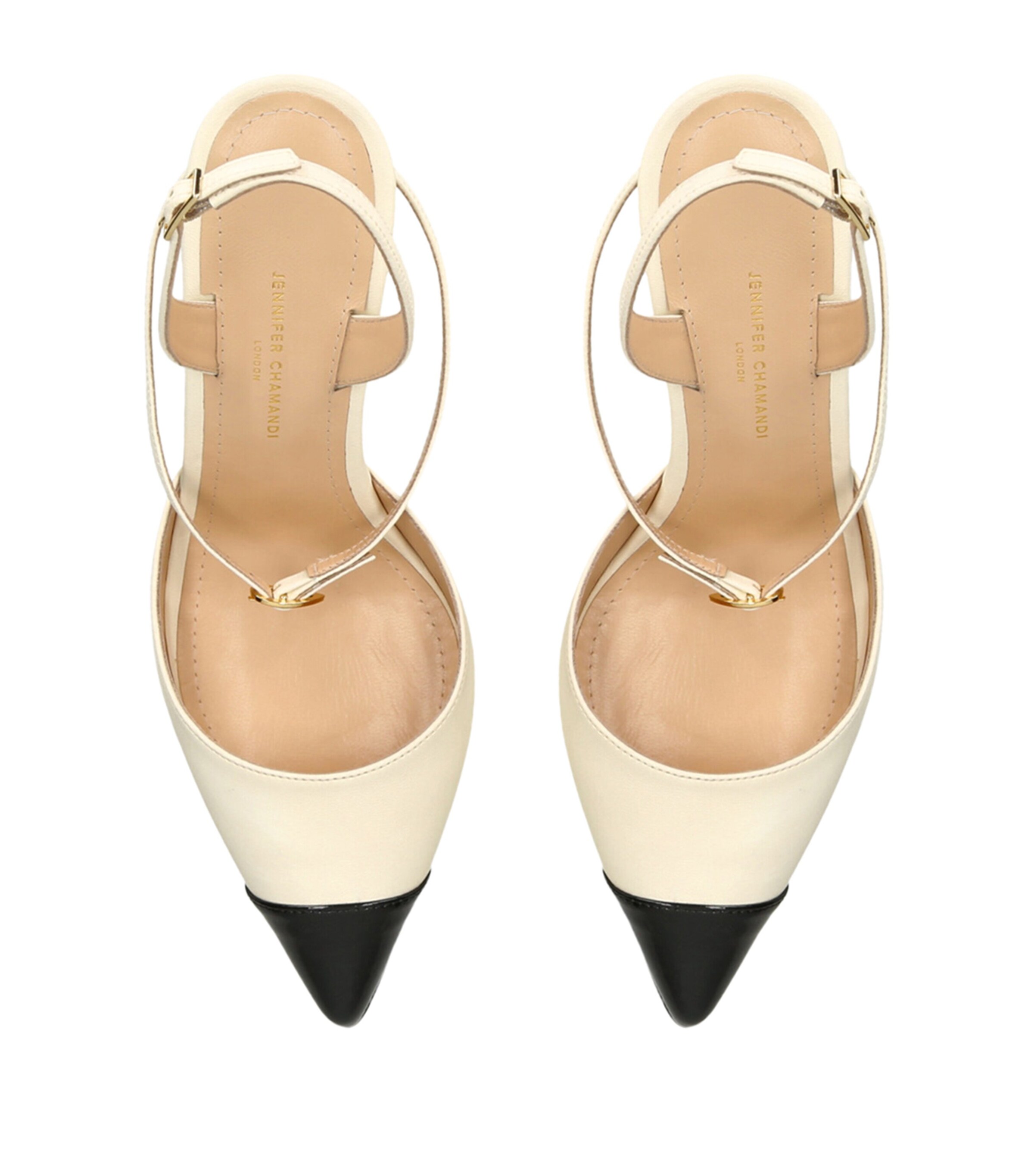 Leather Vittorio Slingback Pumps 85 WHITE/BLK Image 4