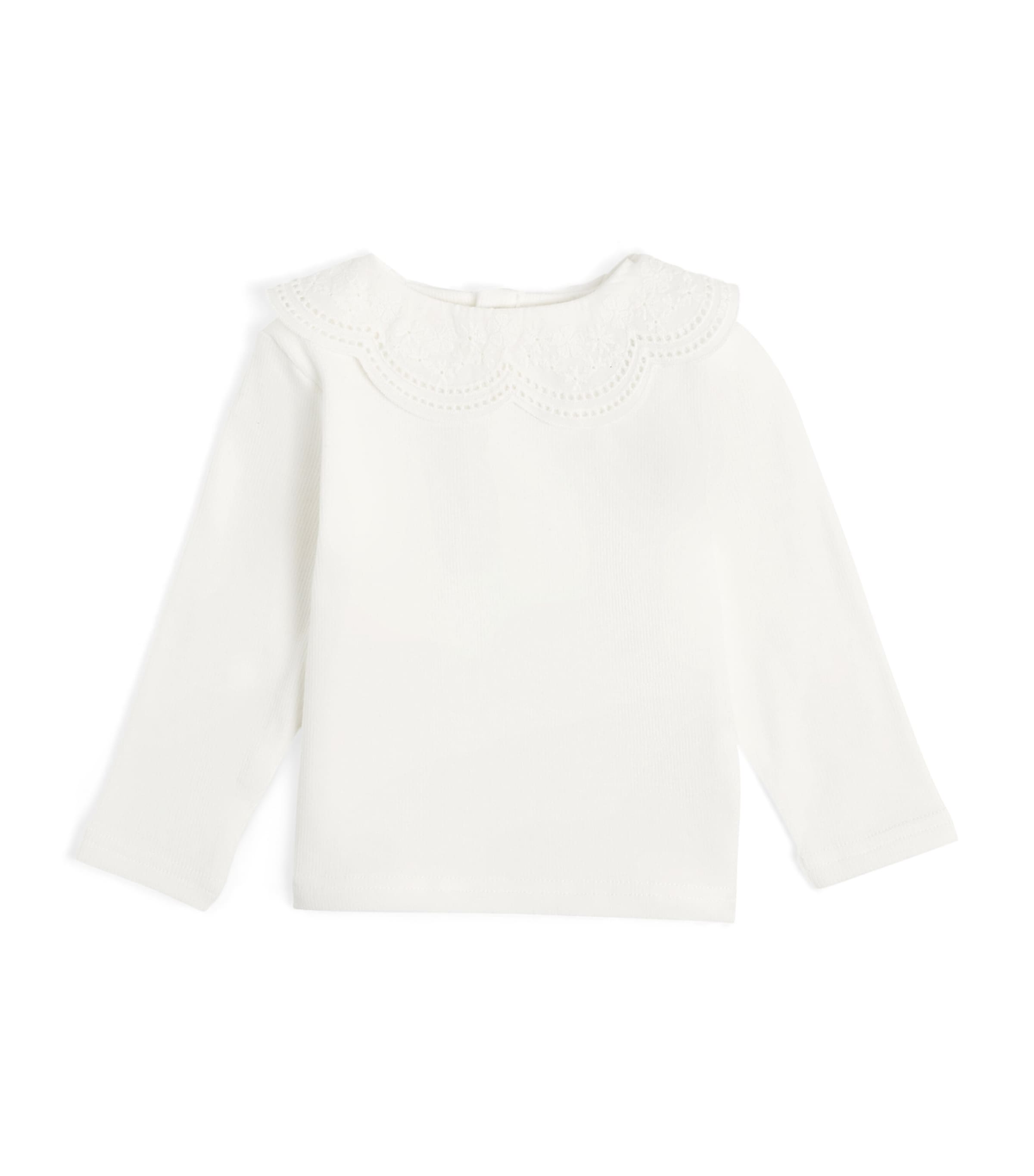 Tartine Et Chocolat Collar-detail Ribbed T-shirt In White