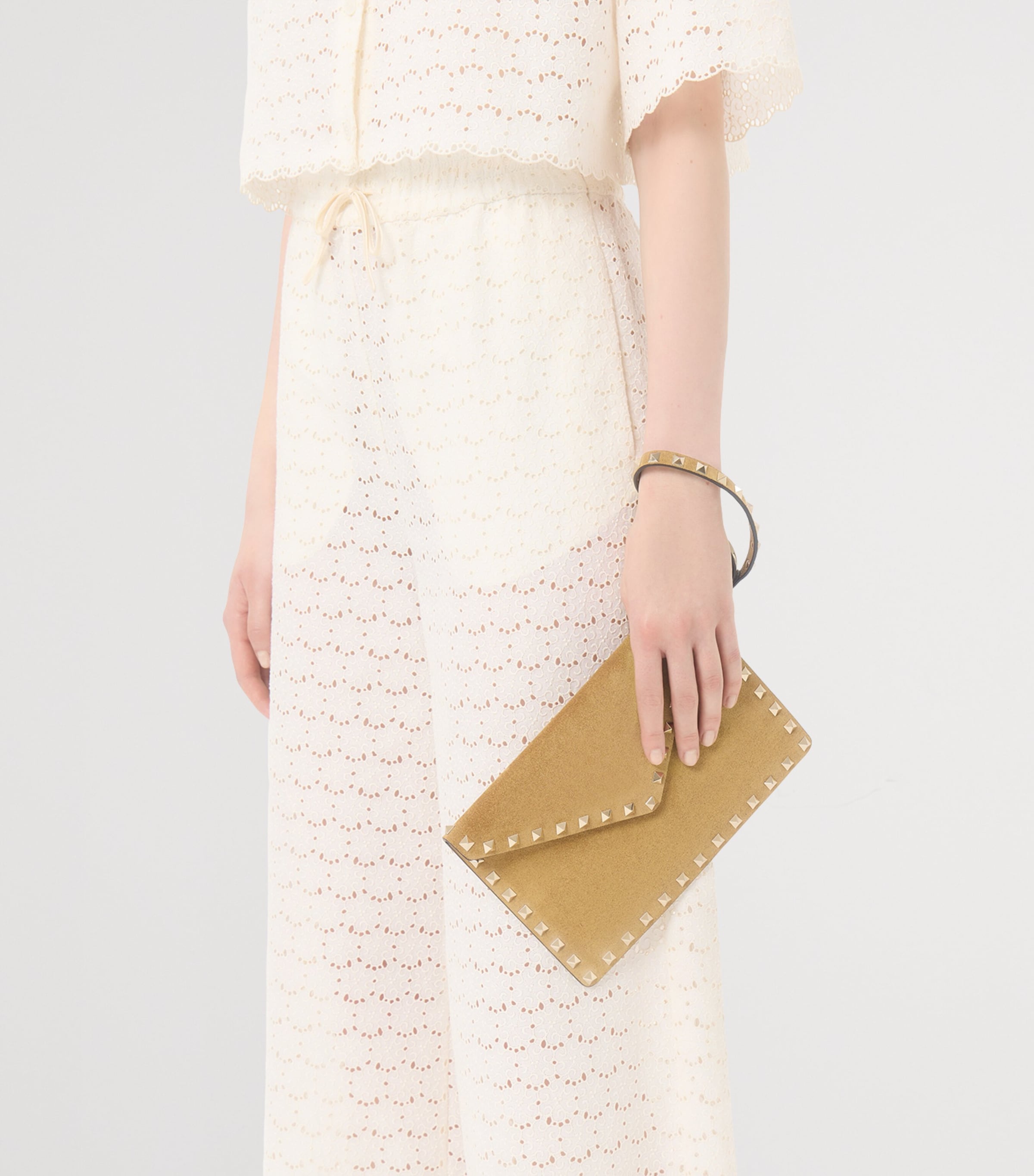Valentino Garavani Suede Rockstud Clutch Bag Rdx Image 2