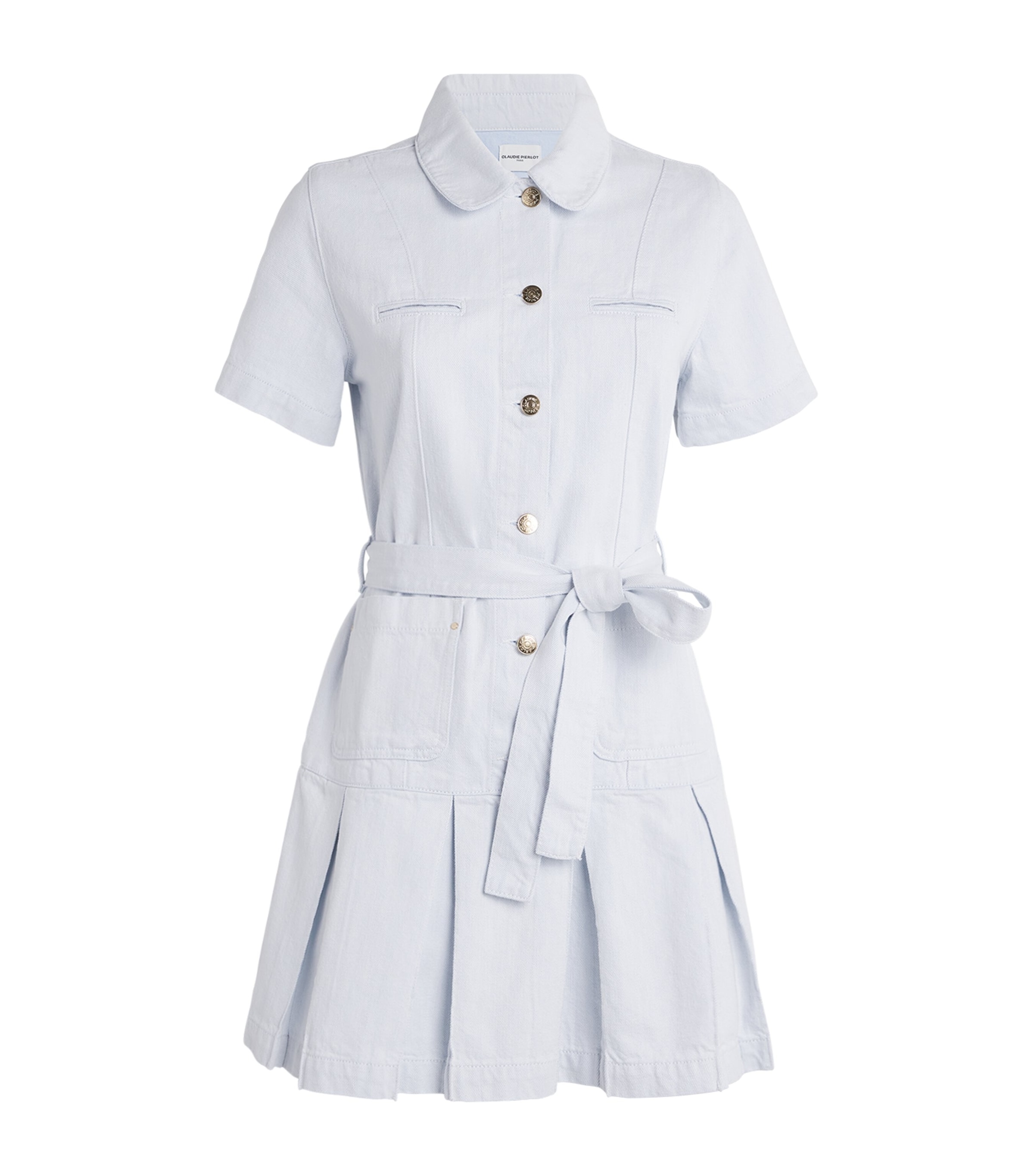 Claudie Pierlot Cotton Denim Mini Dress In Gold