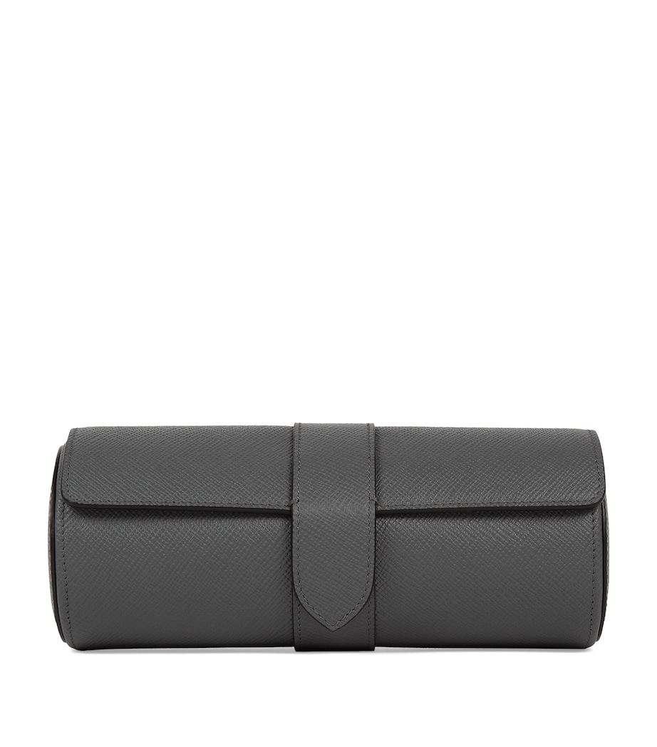 Smythson Leather Panama Watch Roll S Grey Image 1