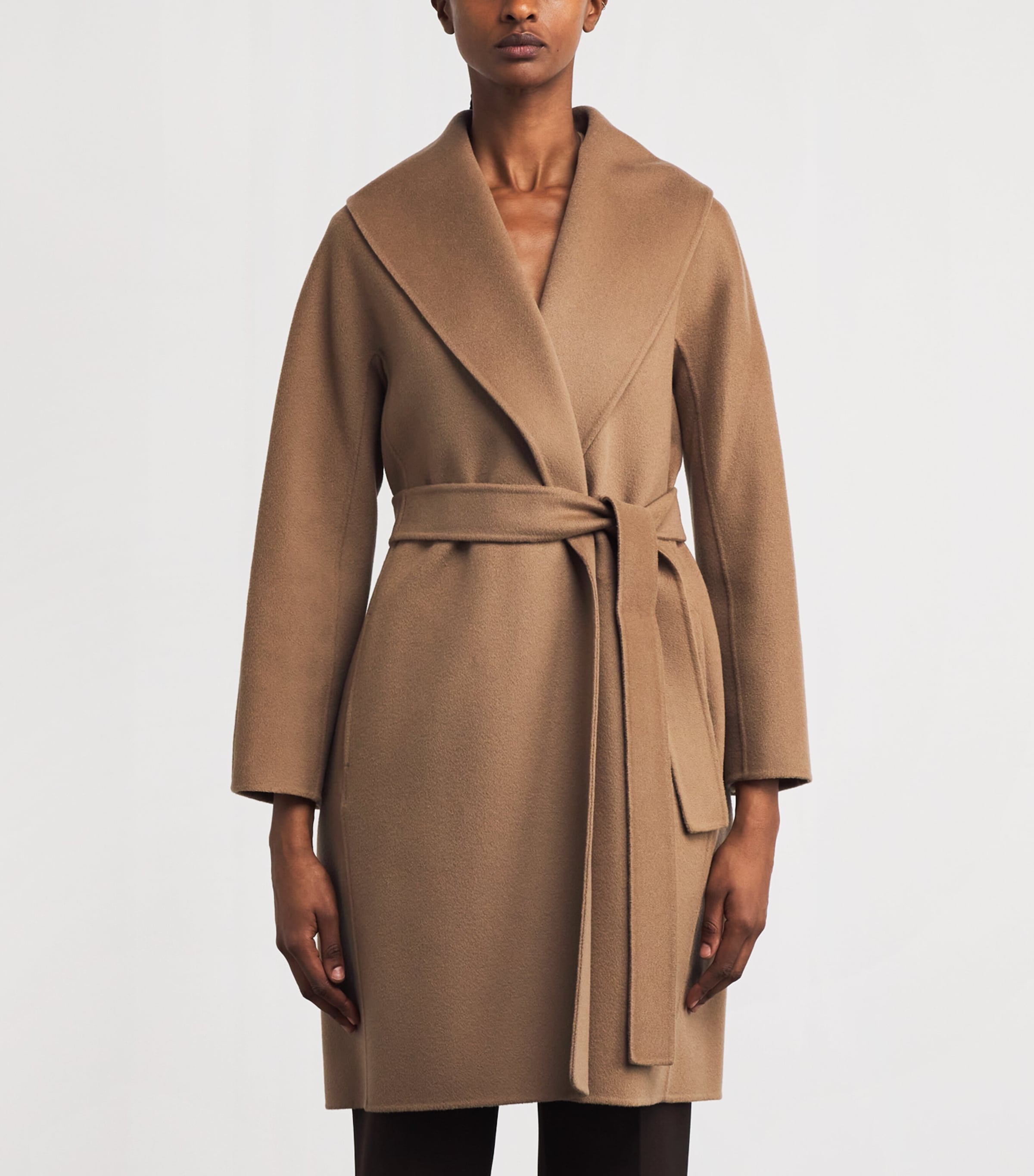 Virgin Wool Wrap Coat CAMEL Image 3