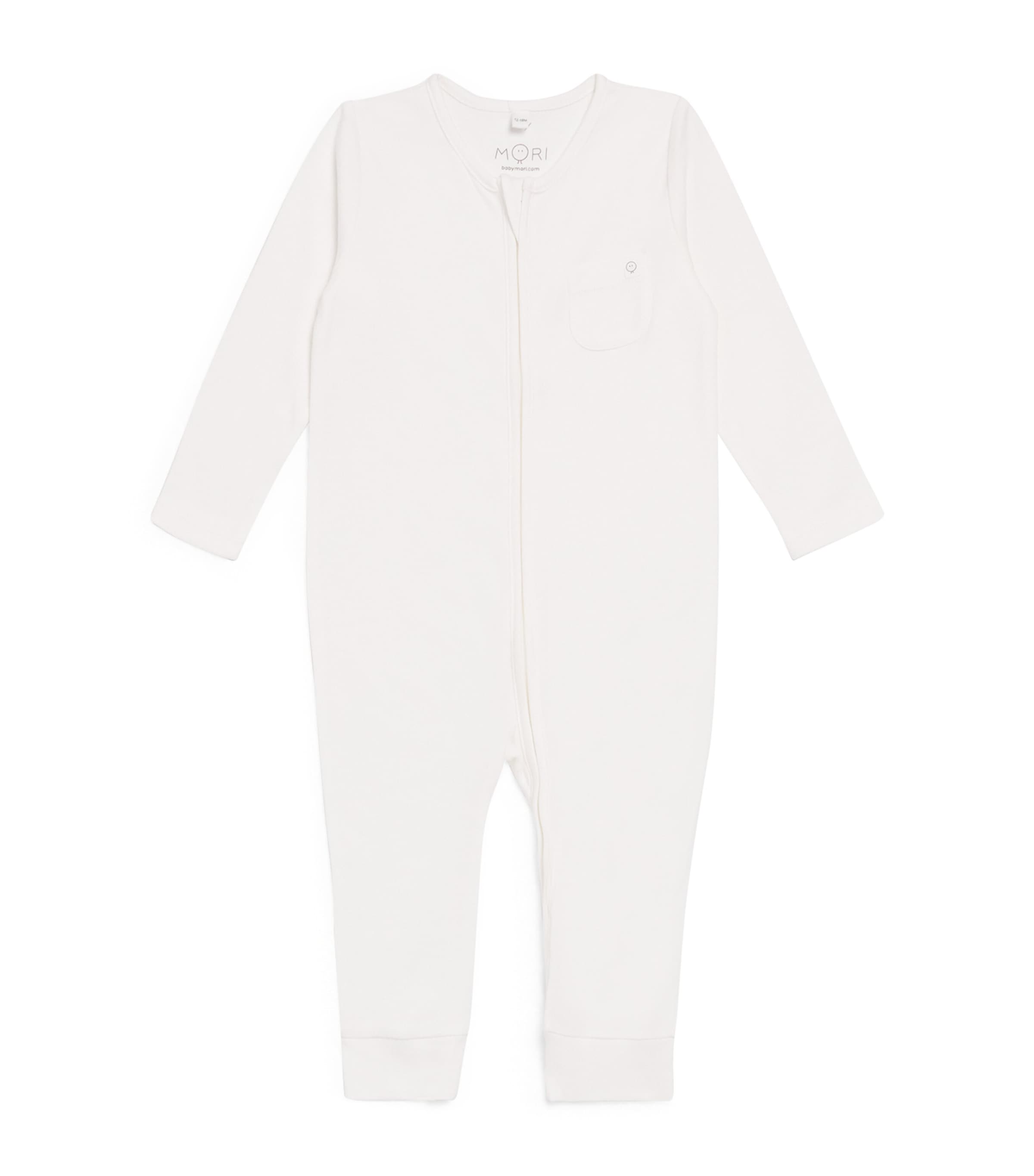 Mori Bamboo-cotton Clever Zip Sleepsuit In White