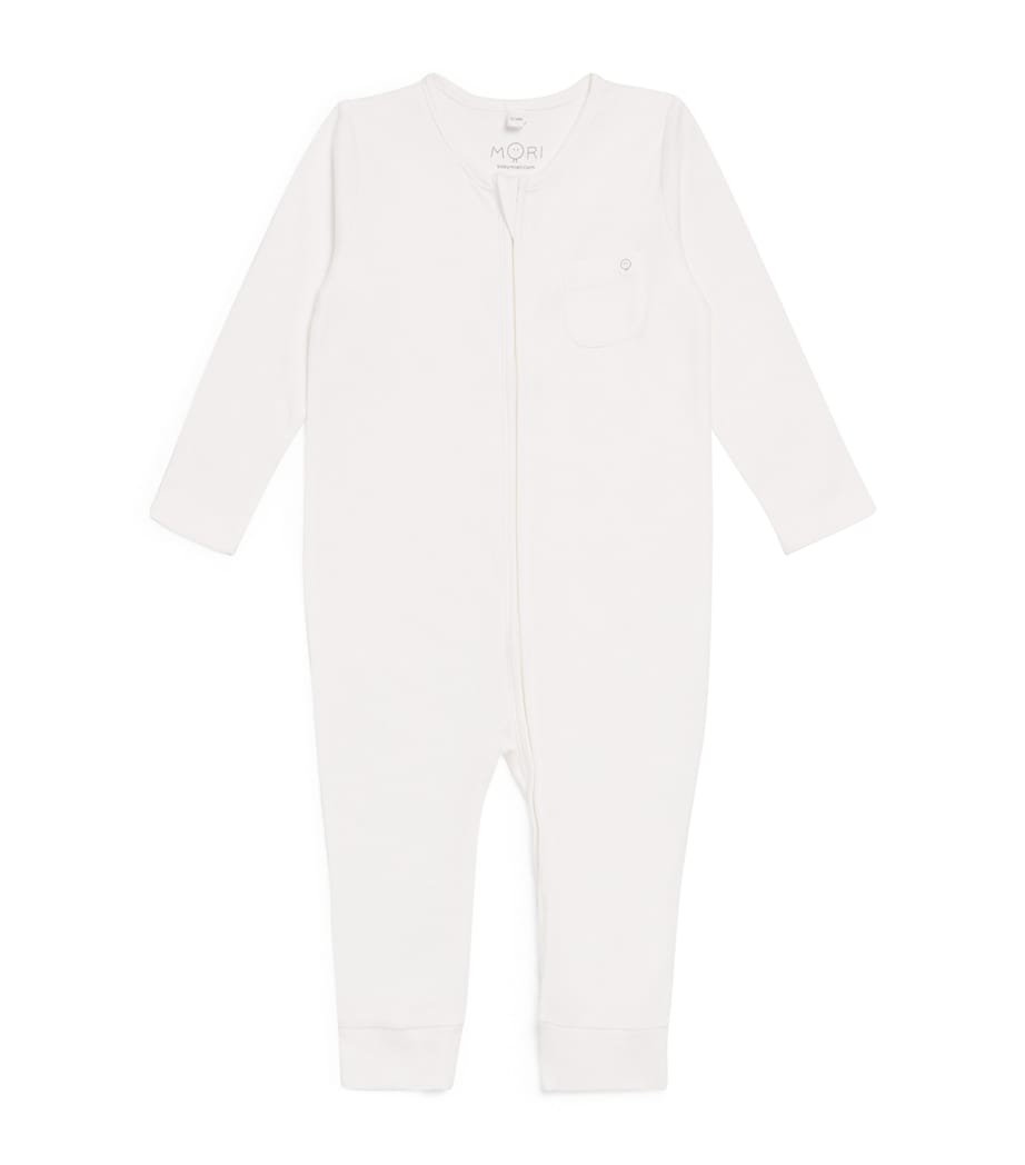 Bamboo-Cotton Clever Zip Sleepsuit WHITE Image 1
