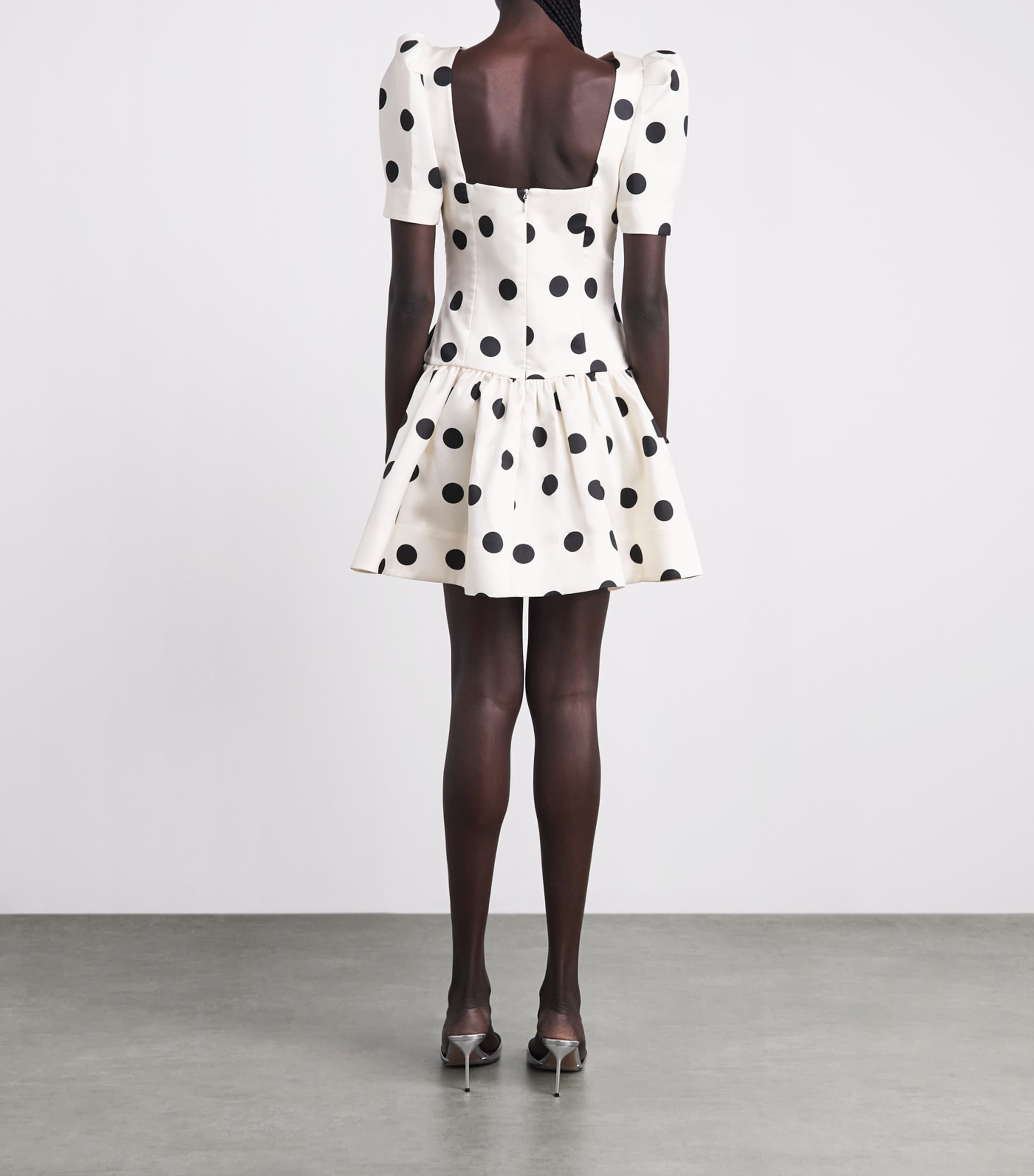 Rebecca Vallance Womens Satin Polka Dot Bacio Mini Dress Spot Cream Base Image 4
