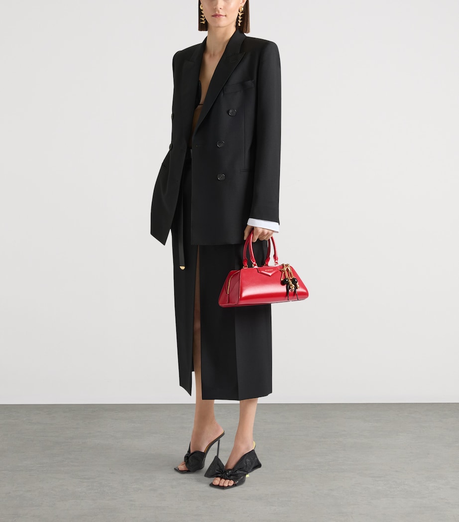 Givenchy Womens Wool-Mohair Slashed Double-Breasted Blazer Black Image 3