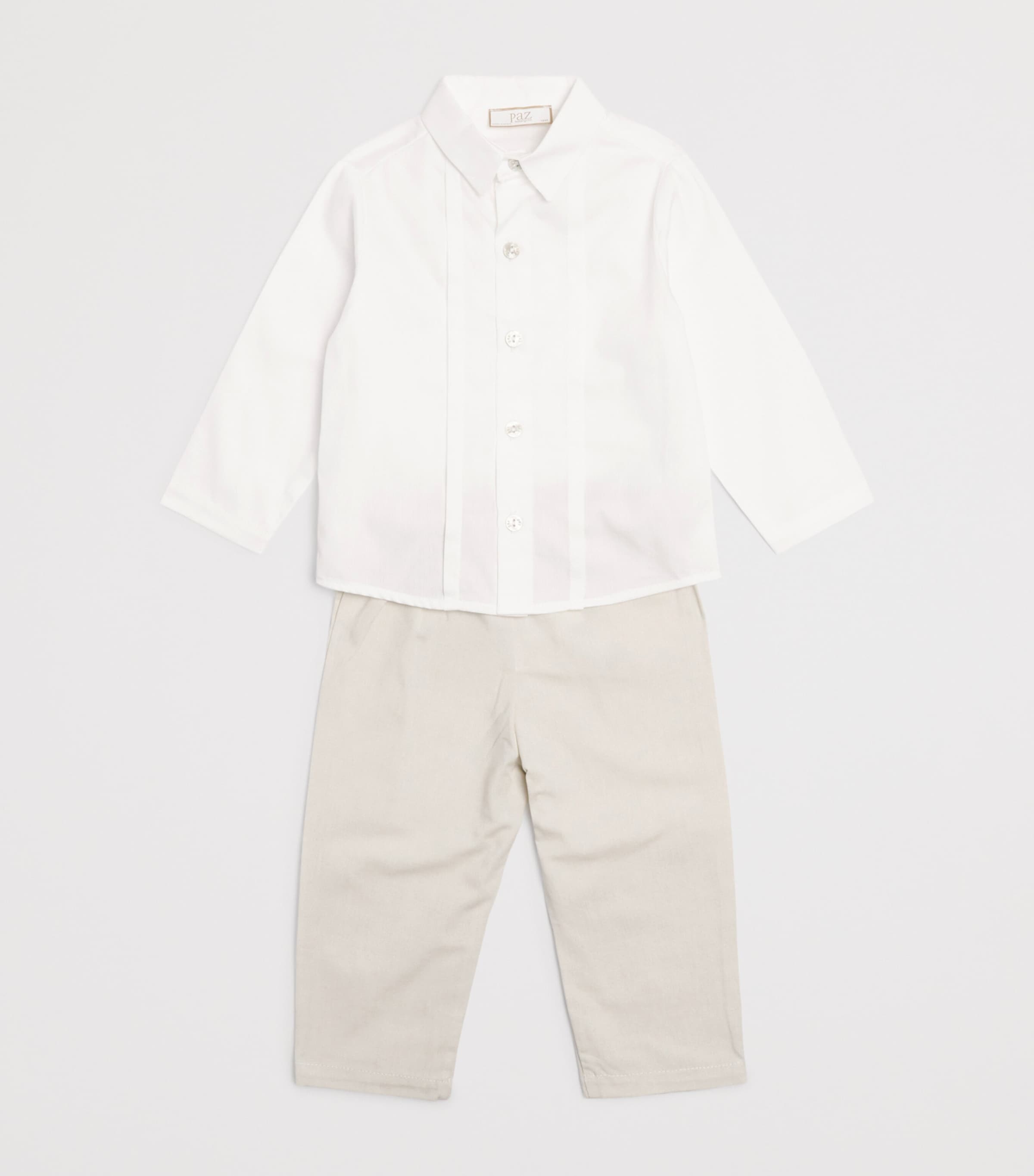 Cotton-Linen Shirt, Cummerbund and Shorts Set (3 Months - 4 Years) 01 T2065 WHITE Image 3
