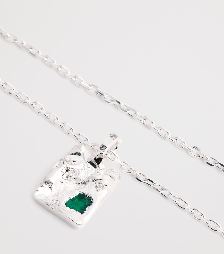 Sterling Silver and Emerald Bayliss Necklace SILVER Image 4