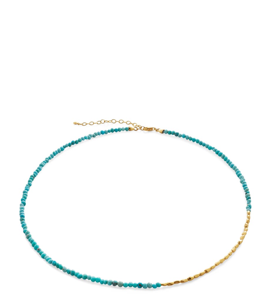 Gold Vermeil and Turquoise Mini Nugget Gemstone Beaded Necklace 18K GOLD VERMEIL Image 1