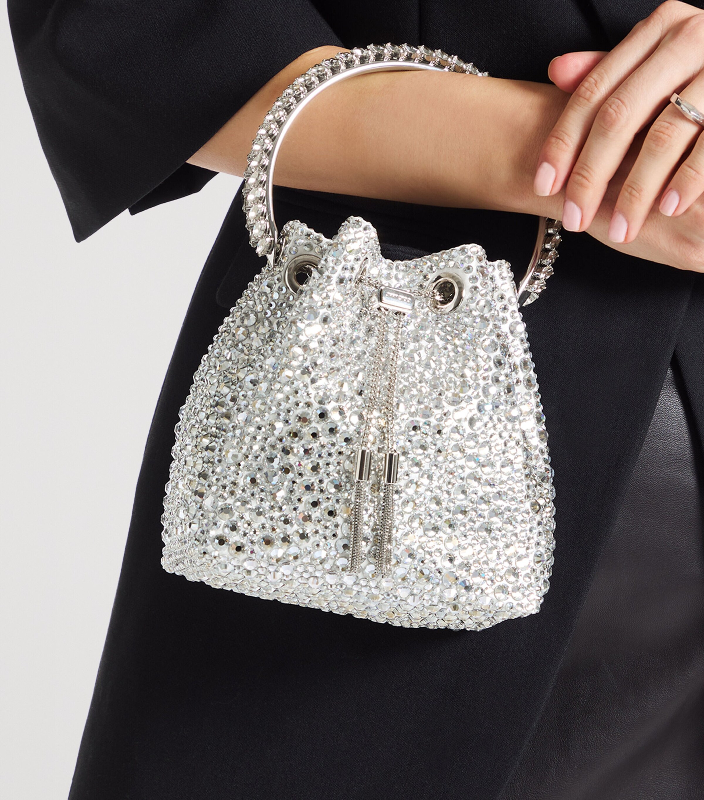 Jimmy Choo Embellished Bon Bon Top-Handle Bag Ivory/crystal/silver Image 2
