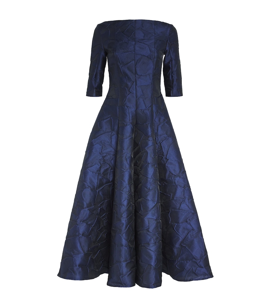 Talbot Runhof Navy Jacquard A-Line Midi Dress | Harrods UK Talbot Runhof Navy Jacquard A-Line Midi Dress | Harrods UK