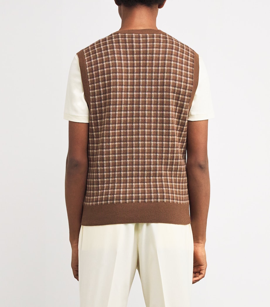 Ralph Lauren Purple Label Mens Cashmere Check Sweater Vest Brown Multi Image 4