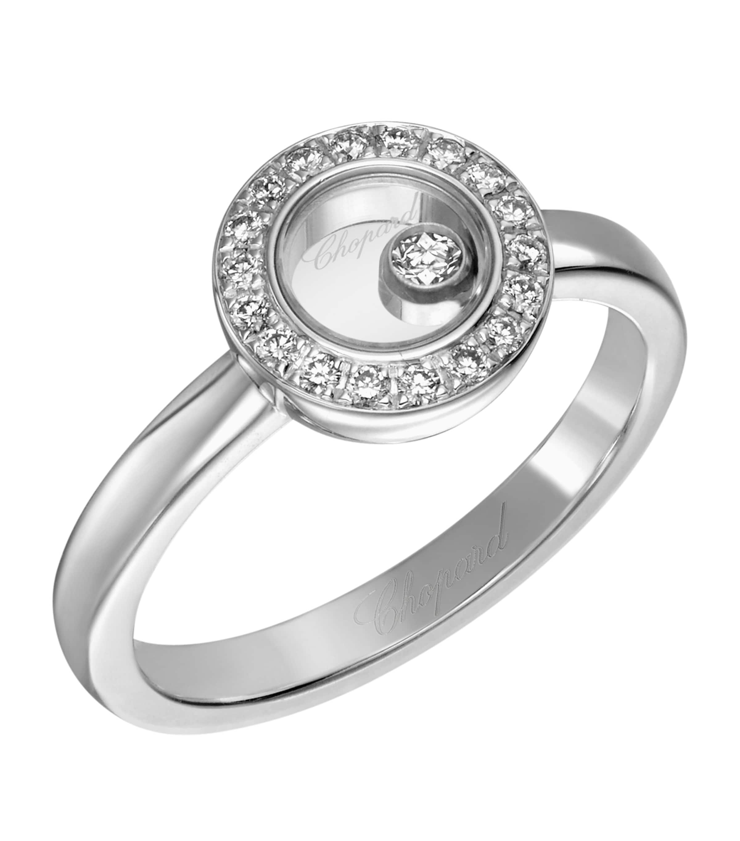 Chopard White Gold And Diamond Happy Diamonds Icons Ring In Gold