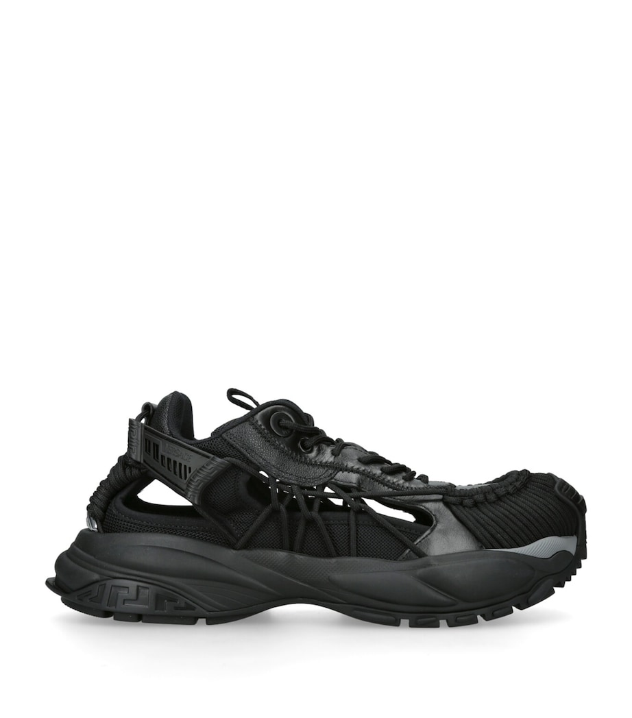 Versace Leather Cut-Out Sneakers Black Image 1