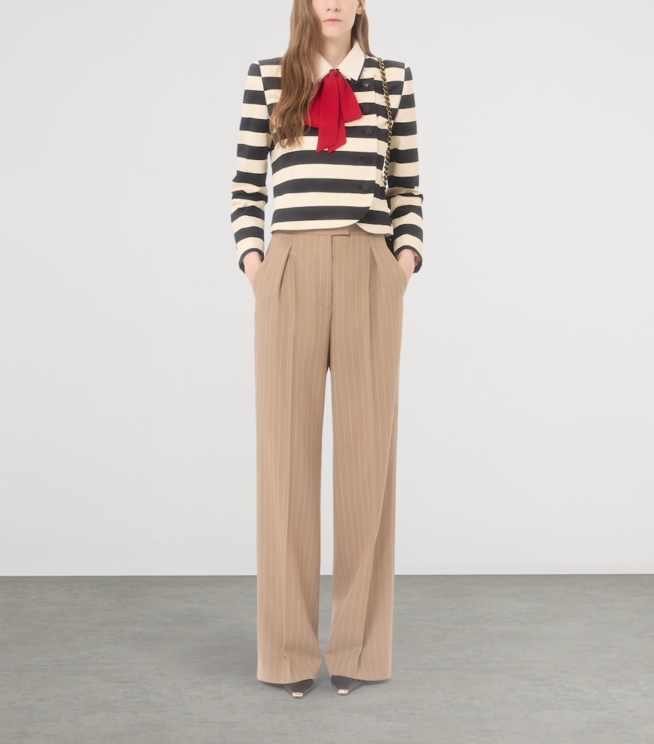 Valentino Womens Wool Pinstripe Wide-Leg Trousers Image 2