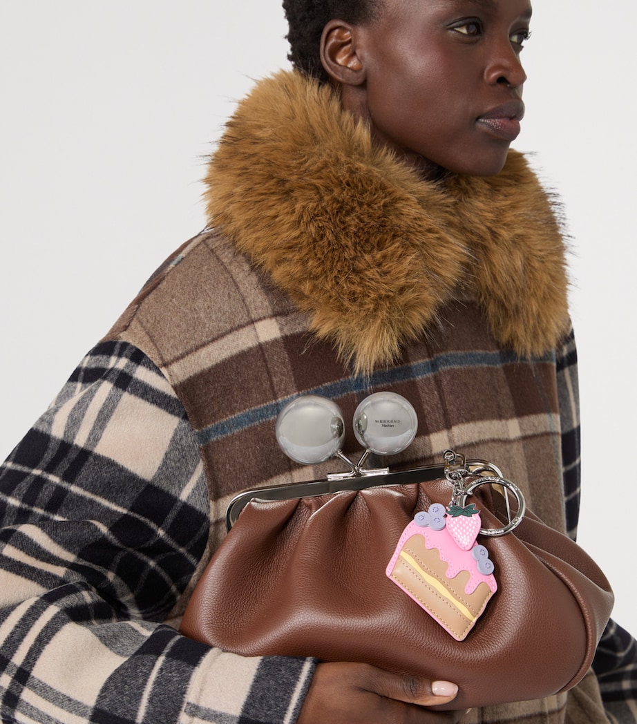Weekend Max Mara Leather Cake Keyring Pink Image 2