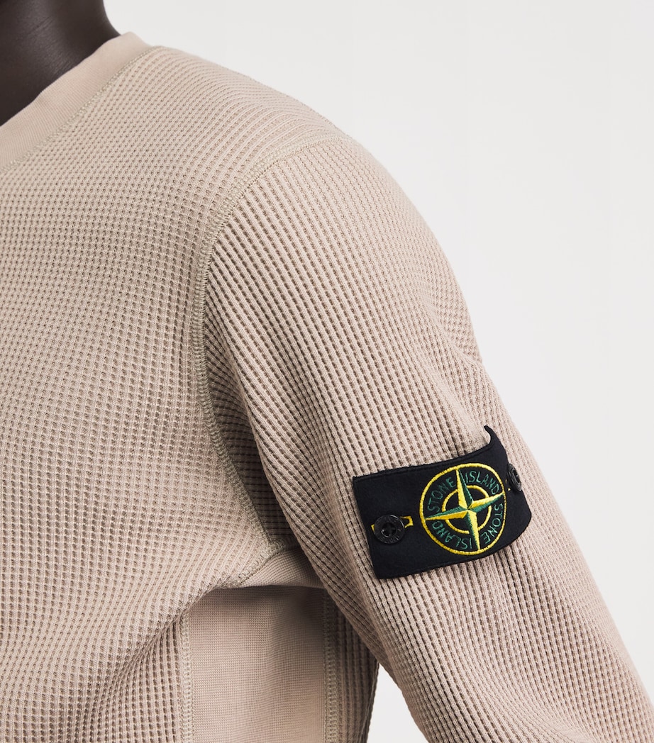 Stone Island Mens Cotton Waffle-Knit Sweater Image 3