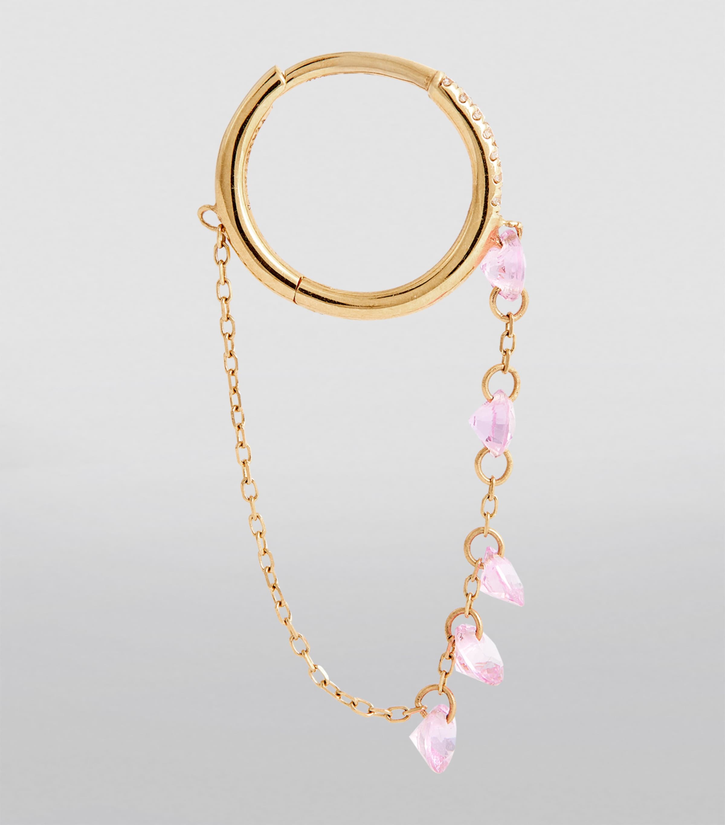 Yellow Gold, Diamond and Sapphire Danaé Single Earring PINK Image 3