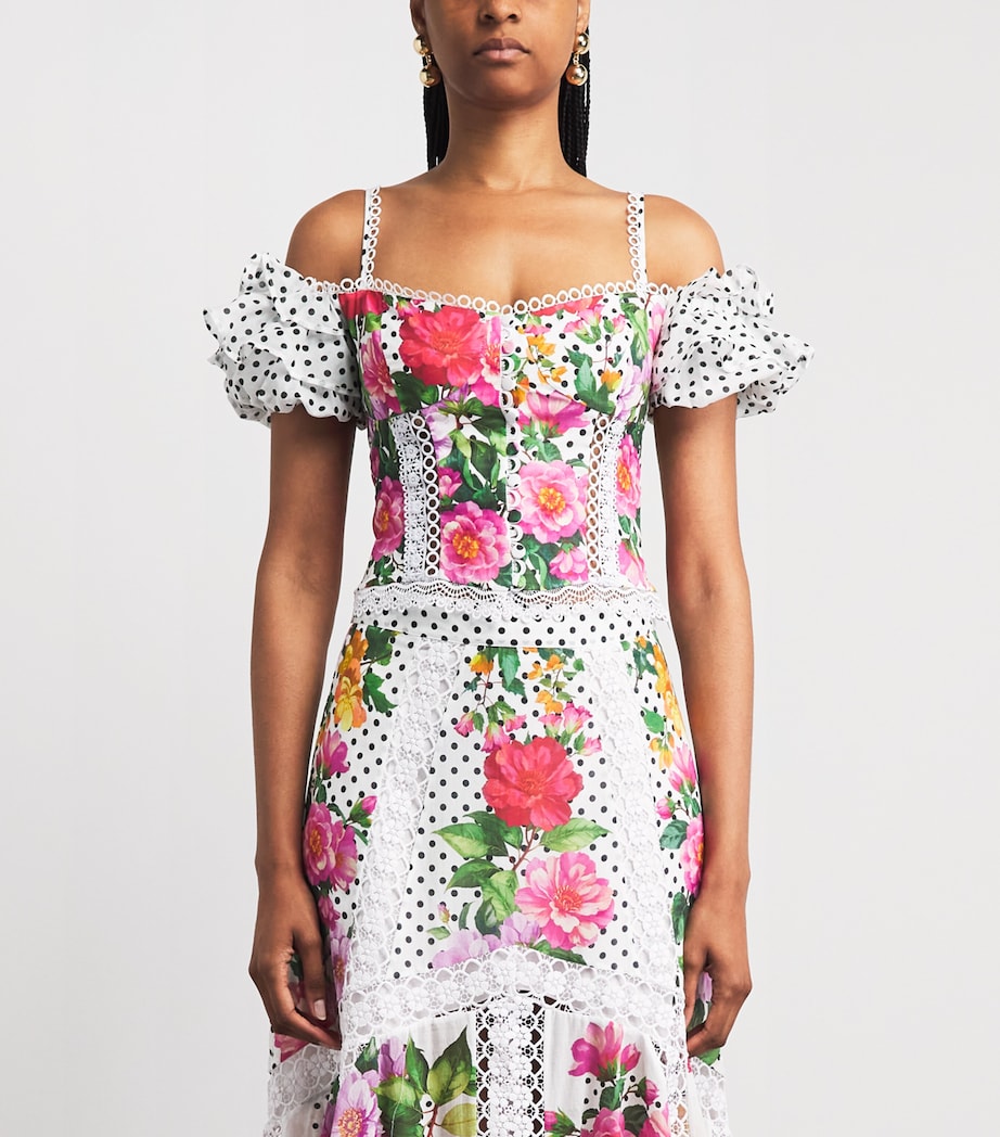 Charo Ruiz Ibiza Womens Floral Carmesi Crop Top White Dots Image 4