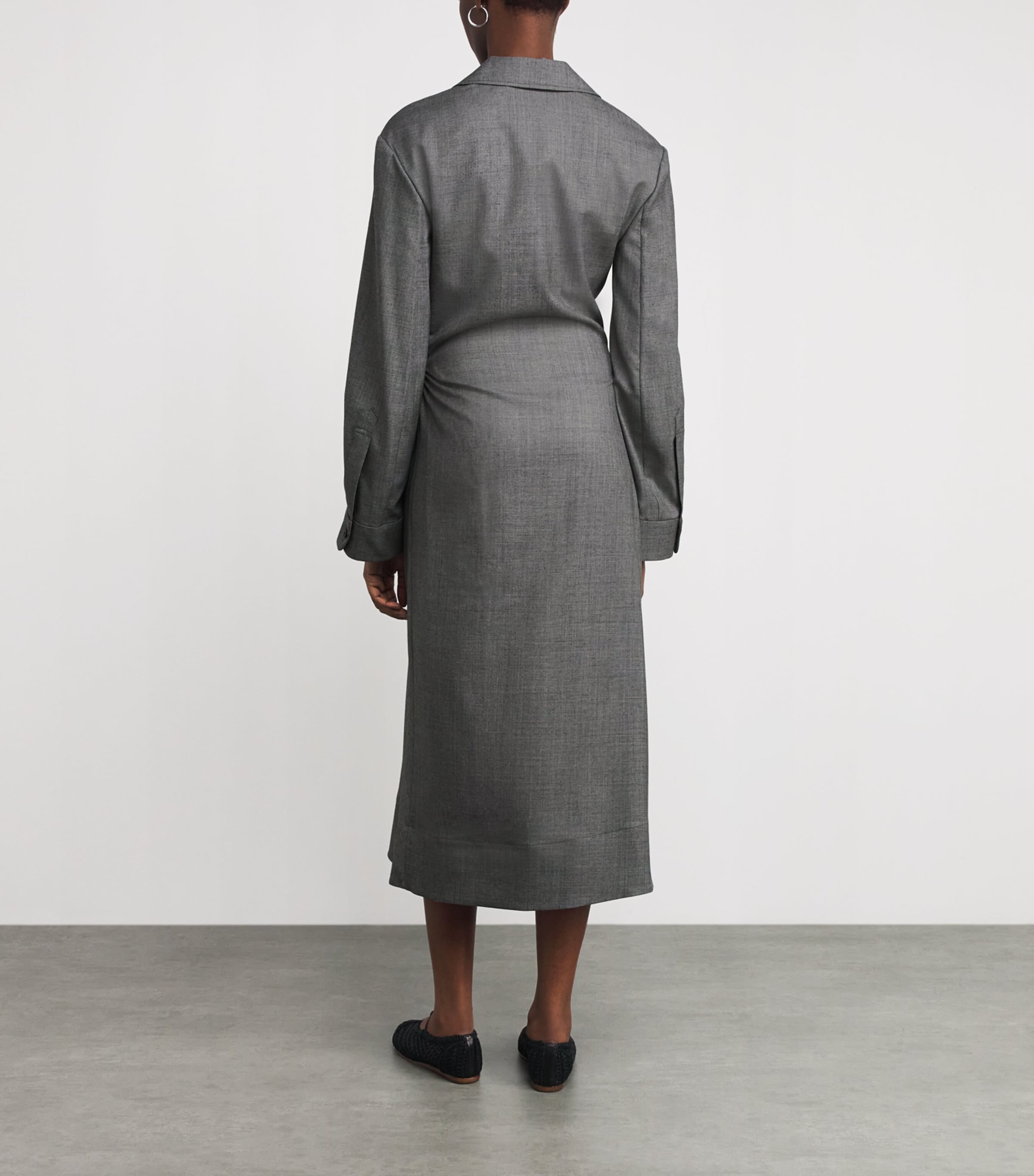 Tory Burch Womens Wool Midi Wrap Dress Black / Gray Image 4