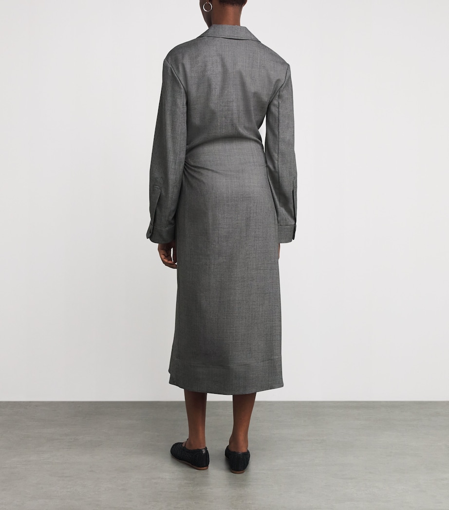 Tory Burch Womens Wool Midi Wrap Dress Black / Gray Image 4