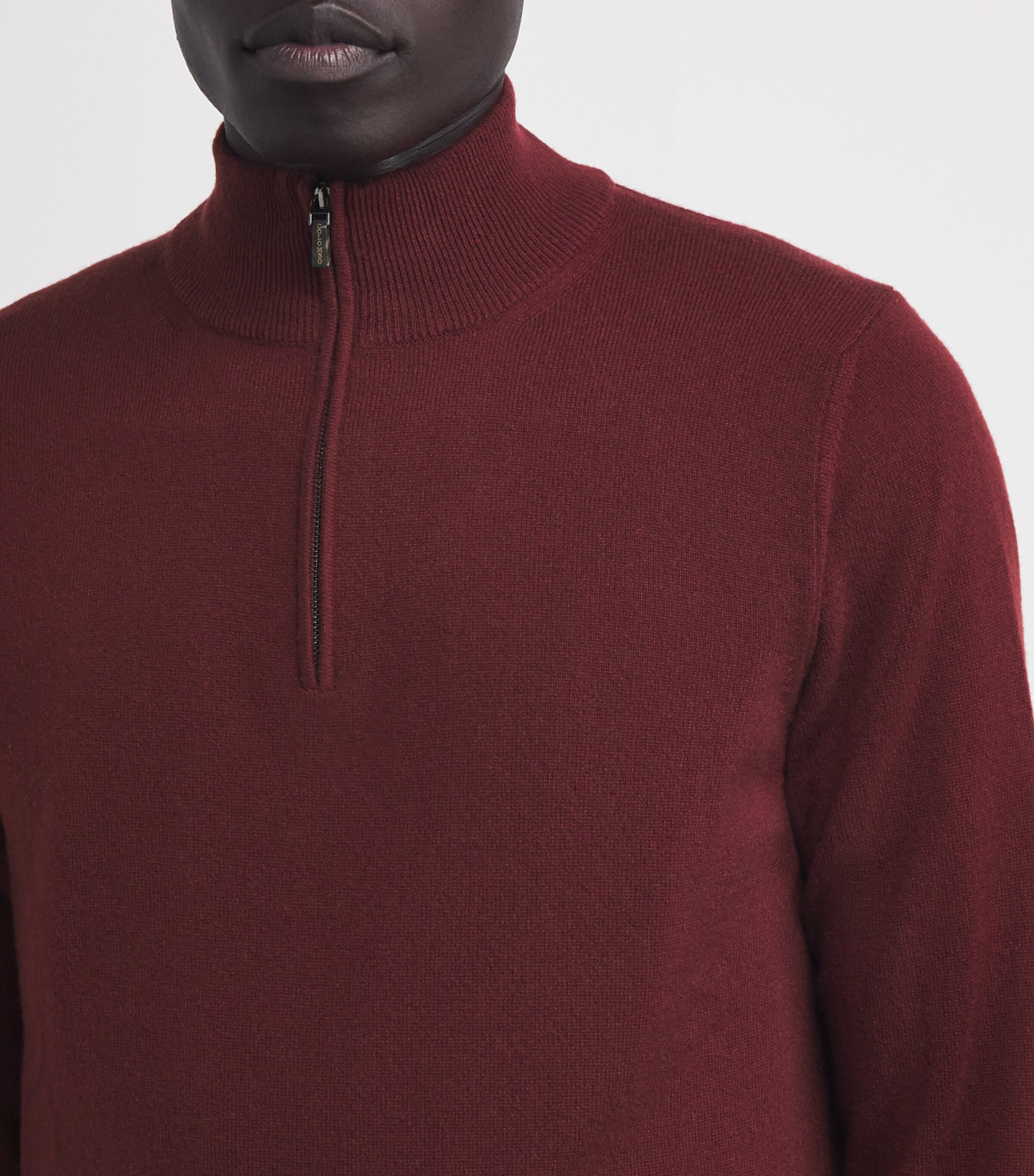 Colombo Mens Kid Cashmere Quarter-Zip Sweatshirt Red Image 6