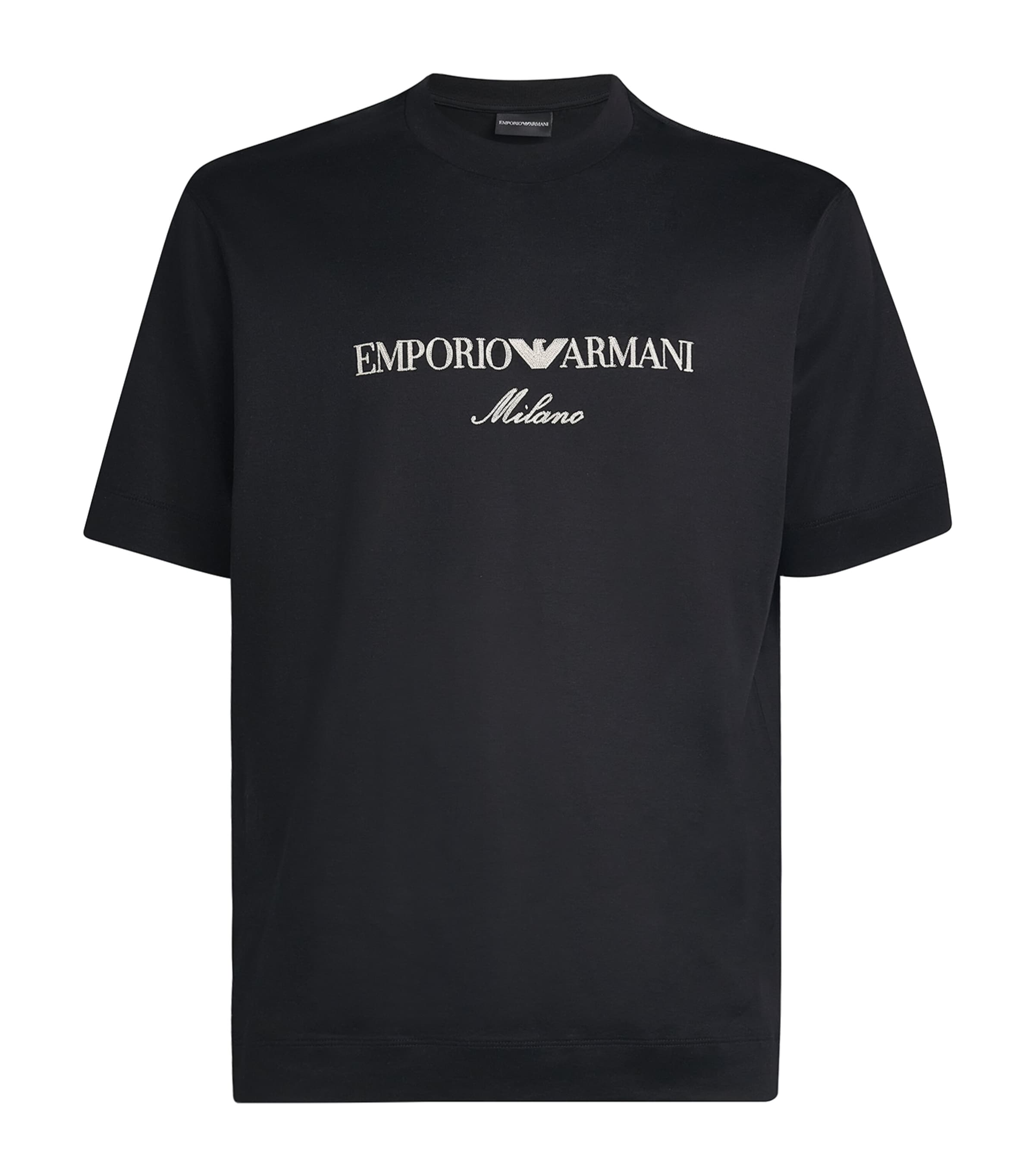 Emporio Armani Embroidered Logo T-shirt In Black