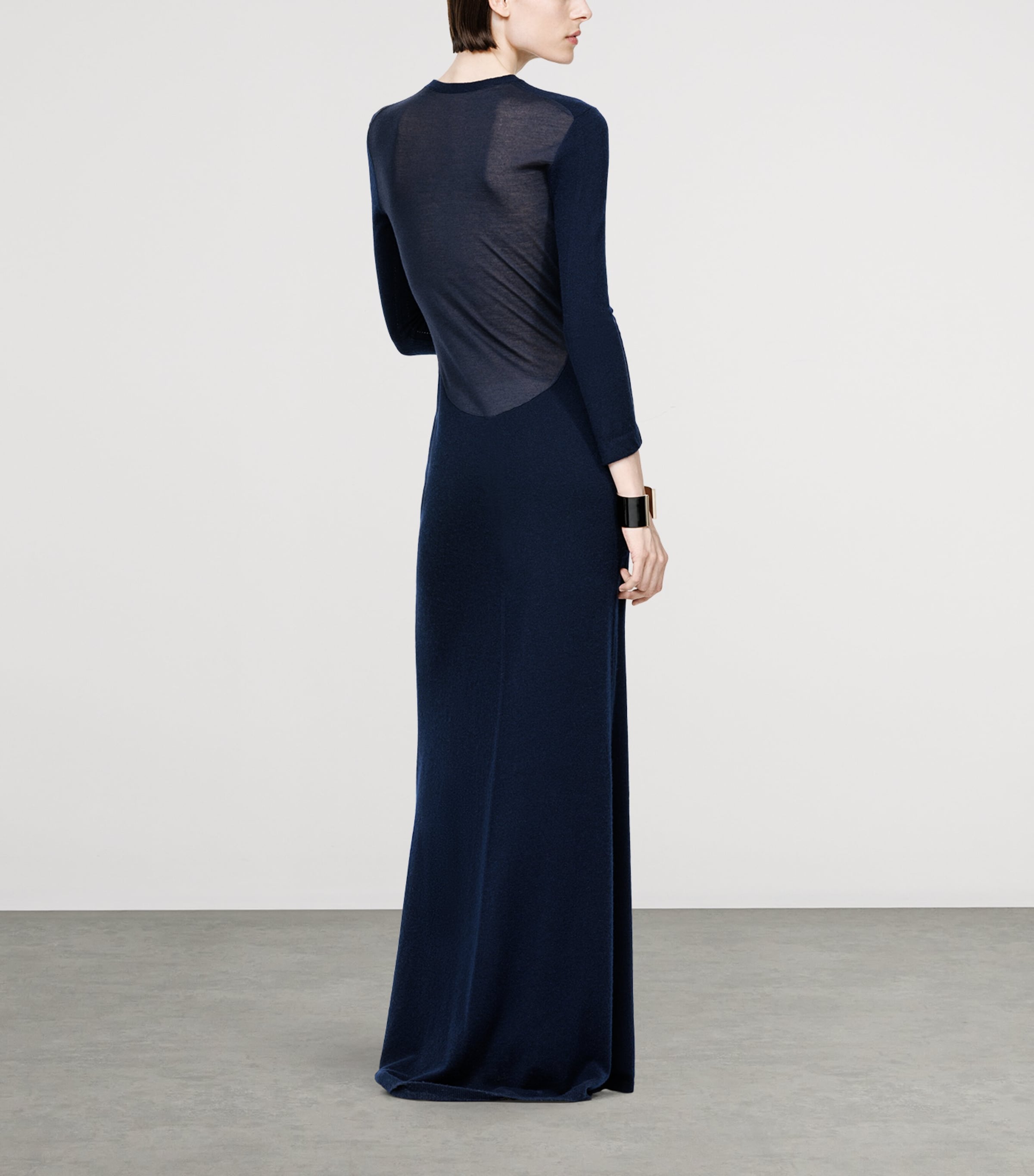TOM FORD Womens Cashmere-Silk-Blend Sheer Back Maxi Dress Uch Image 5