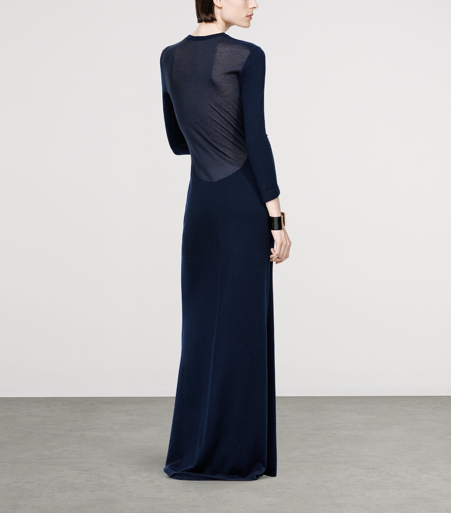 TOM FORD Womens Cashmere-Silk-Blend Sheer Back Maxi Dress Uch Image 5