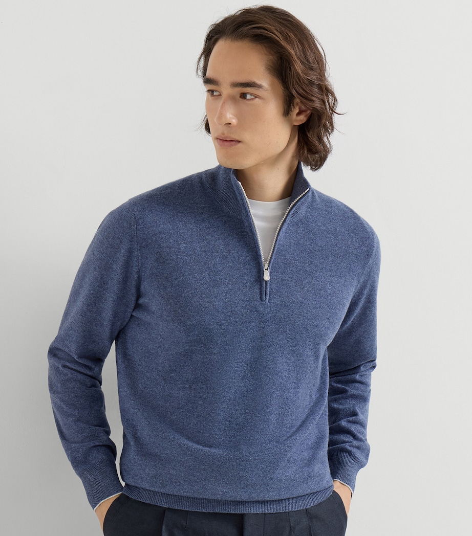 Brunello Cucinelli Mens Cashmere Half-Zip Sweater Image 3