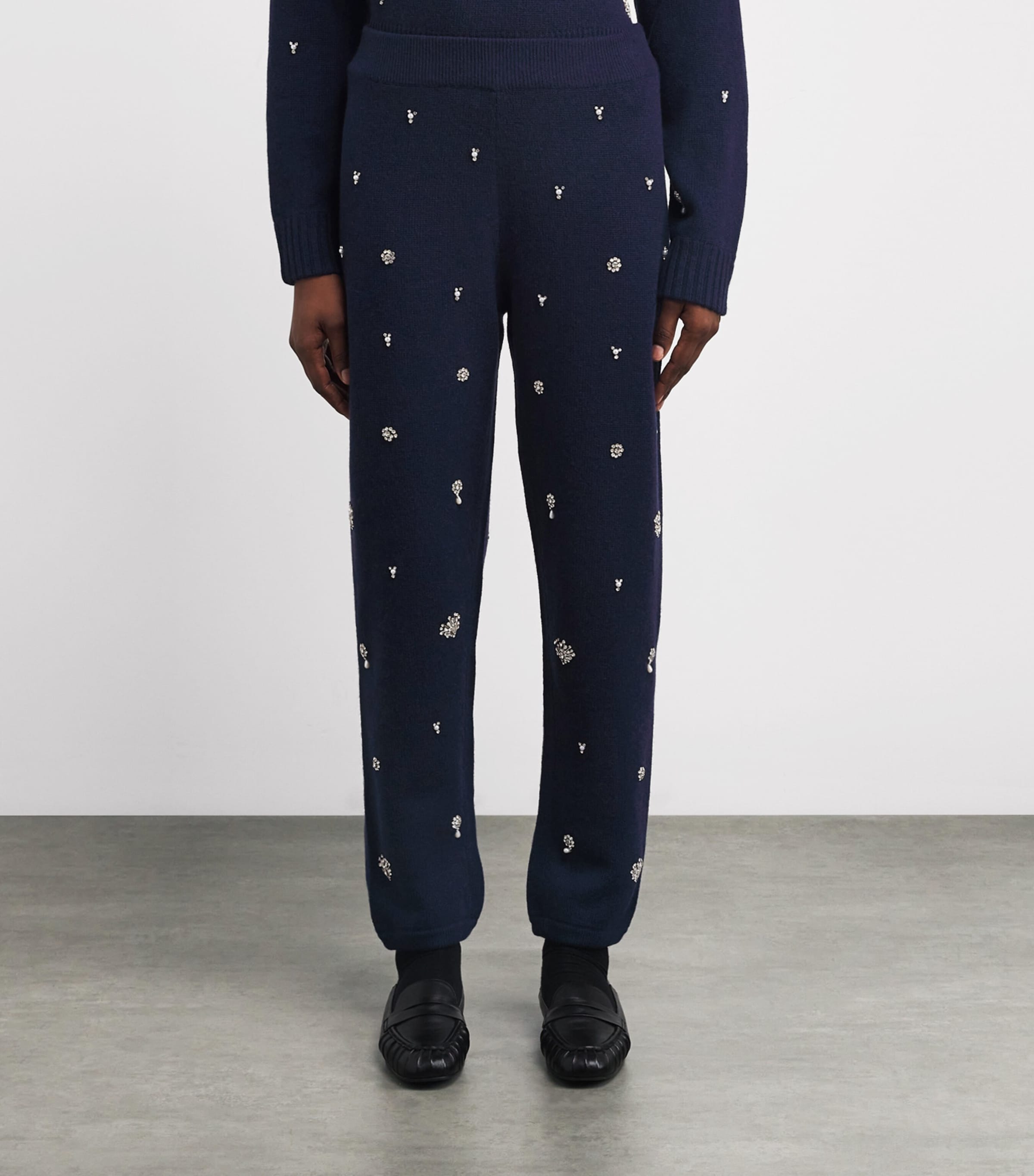 Wool-Cashmere Embellished Kandace Sweatpants MIDNIGHT Image 3