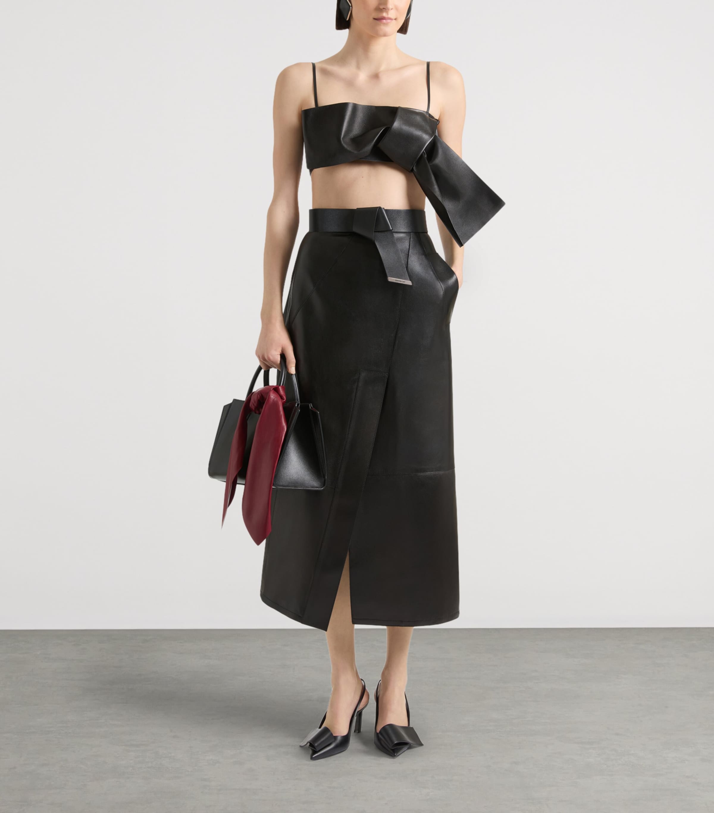 Givenchy Womens Leather Bow Bra Crop Top Image 2