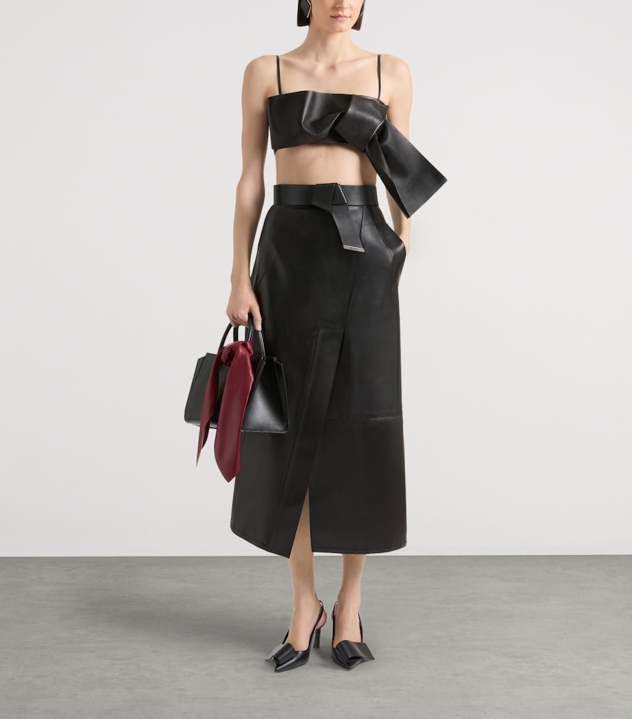 Givenchy Womens Leather Bow Bra Crop Top Image 2