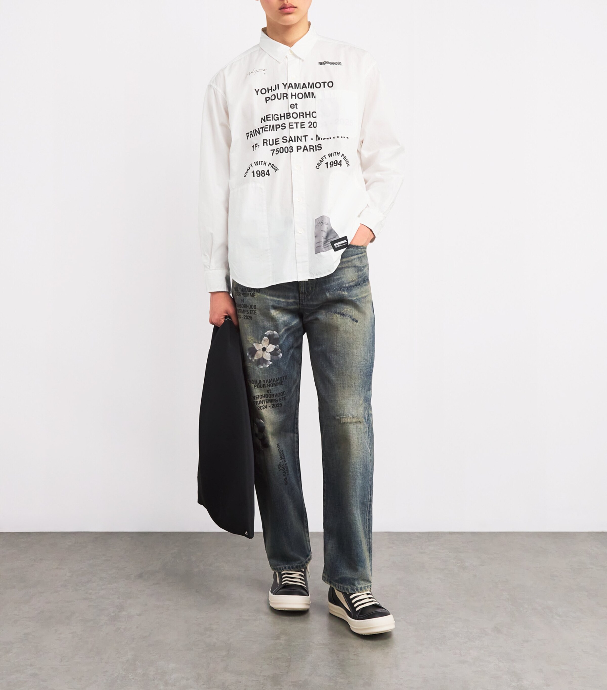 Yohji Yamamoto Mens x Neighborhood Printed Shirt White Image 2