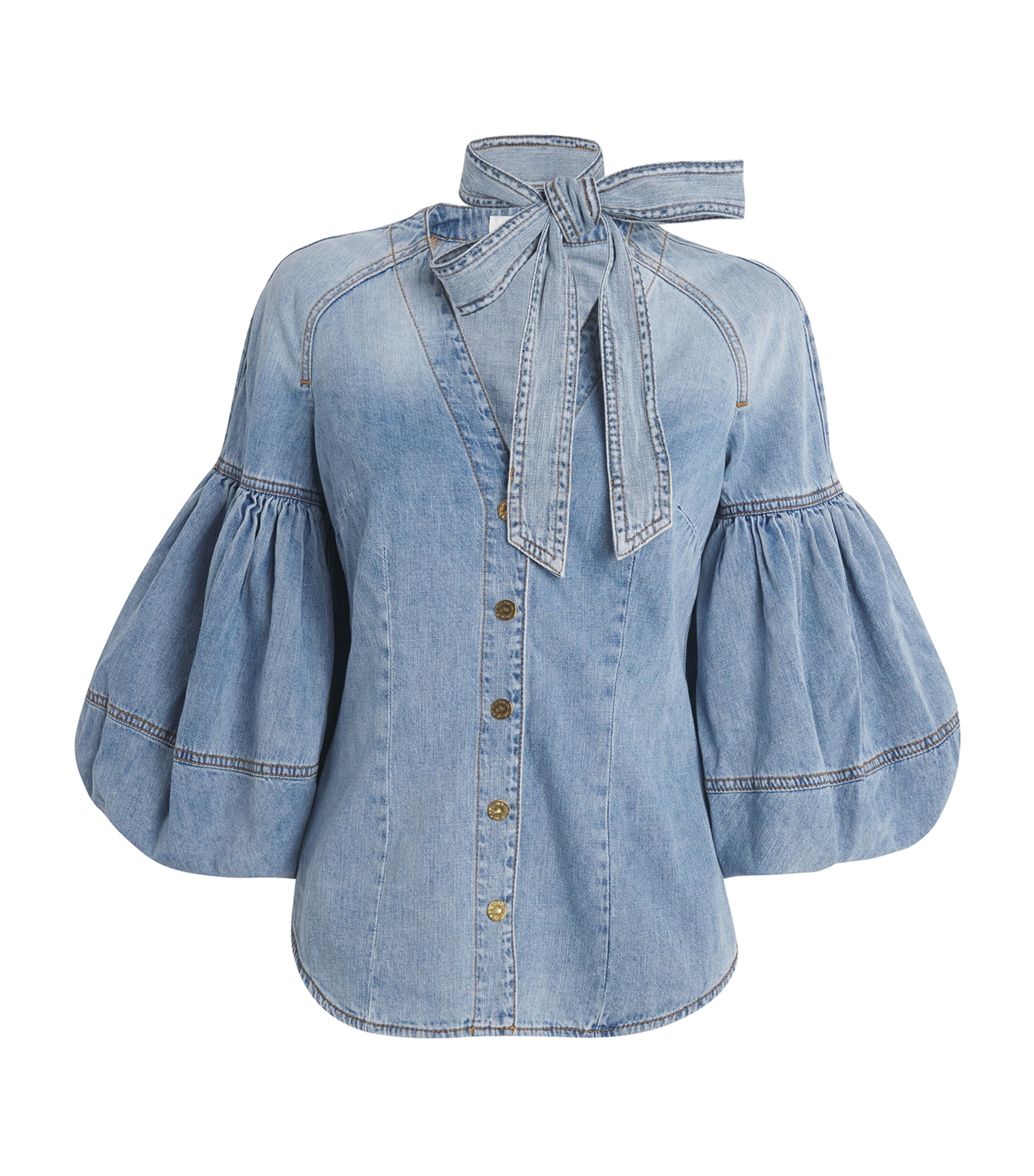 Shop Zimmermann Denim Blouse In Blue