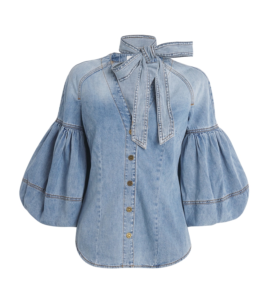 Zimmermann Womens Denim Blouse Sea Foam Image 1