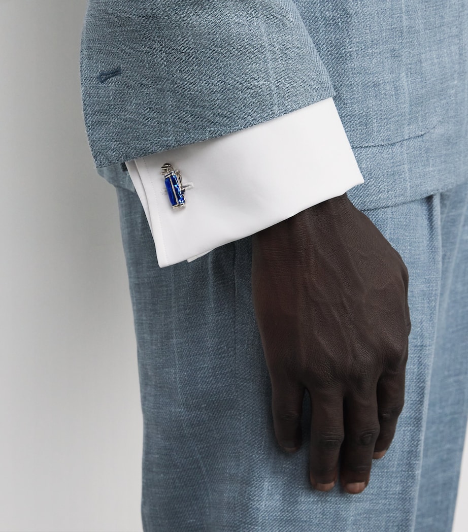 Sterling Silver Golf Cufflinks BLUE Image 5