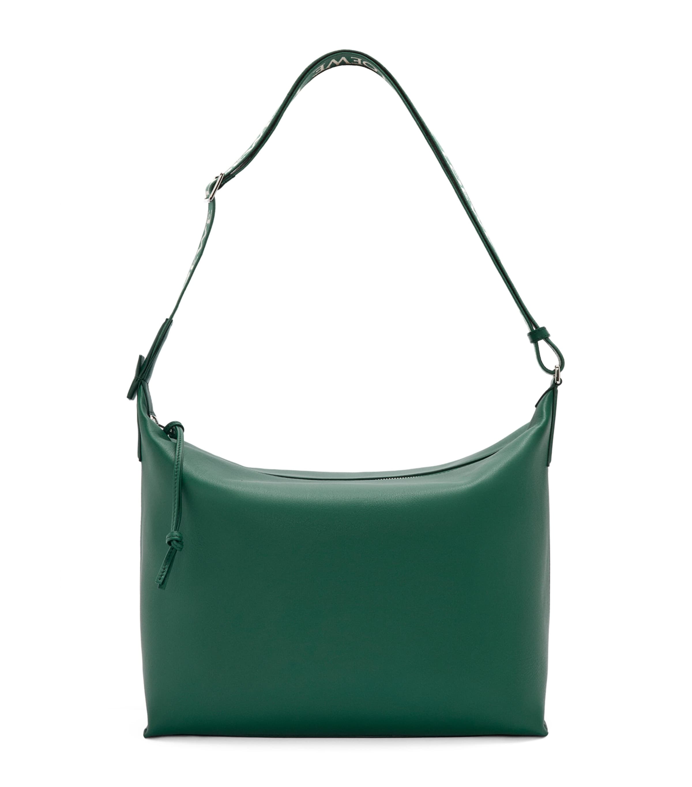 Loewe Leather Cubi Shoulder Bag In Green