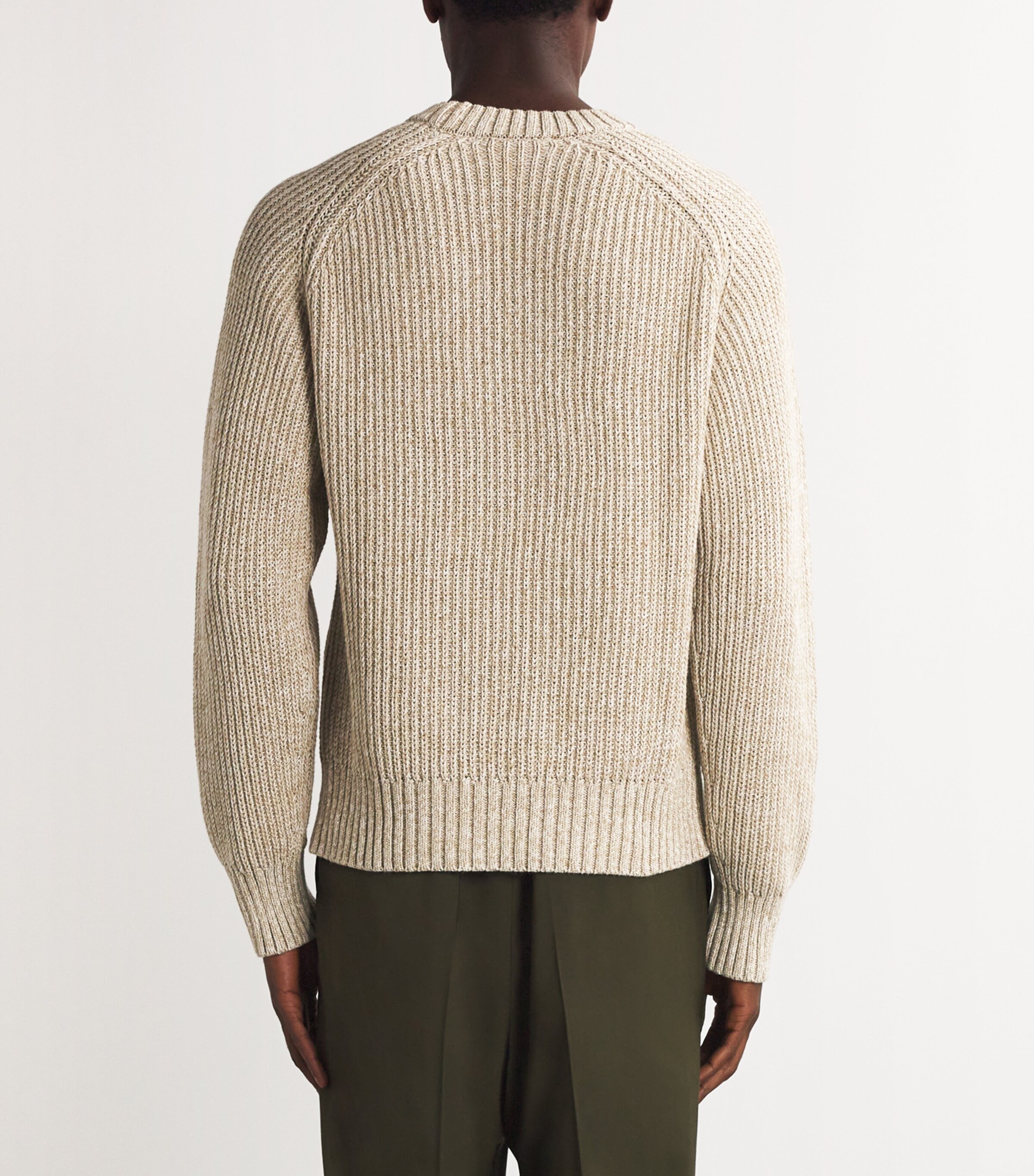 Officine Generale Mens Organic Cotton Sweater Ecru/khaki Image 4