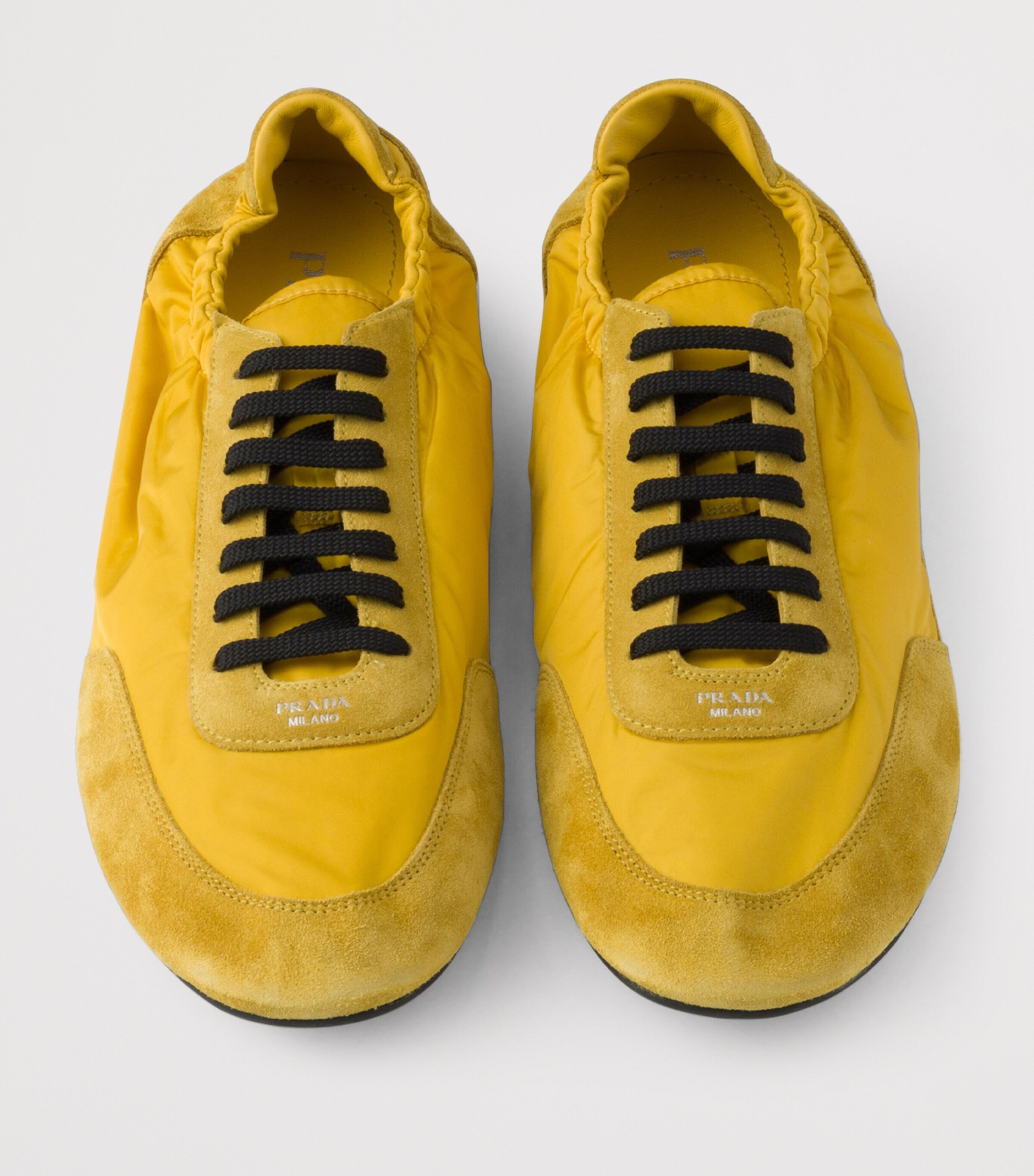 archive prada yellow sneaker ハイカット スニーカー Prada Yellow Re-Nylon and Suede Collapse Sneakers | Harrods UK