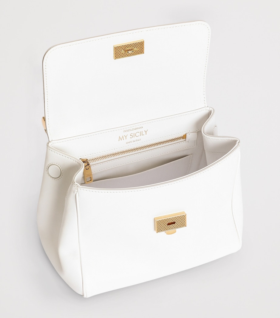 Dolce&Gabbana Leather My Sicily Top-Handle Bag Natural White Image 6