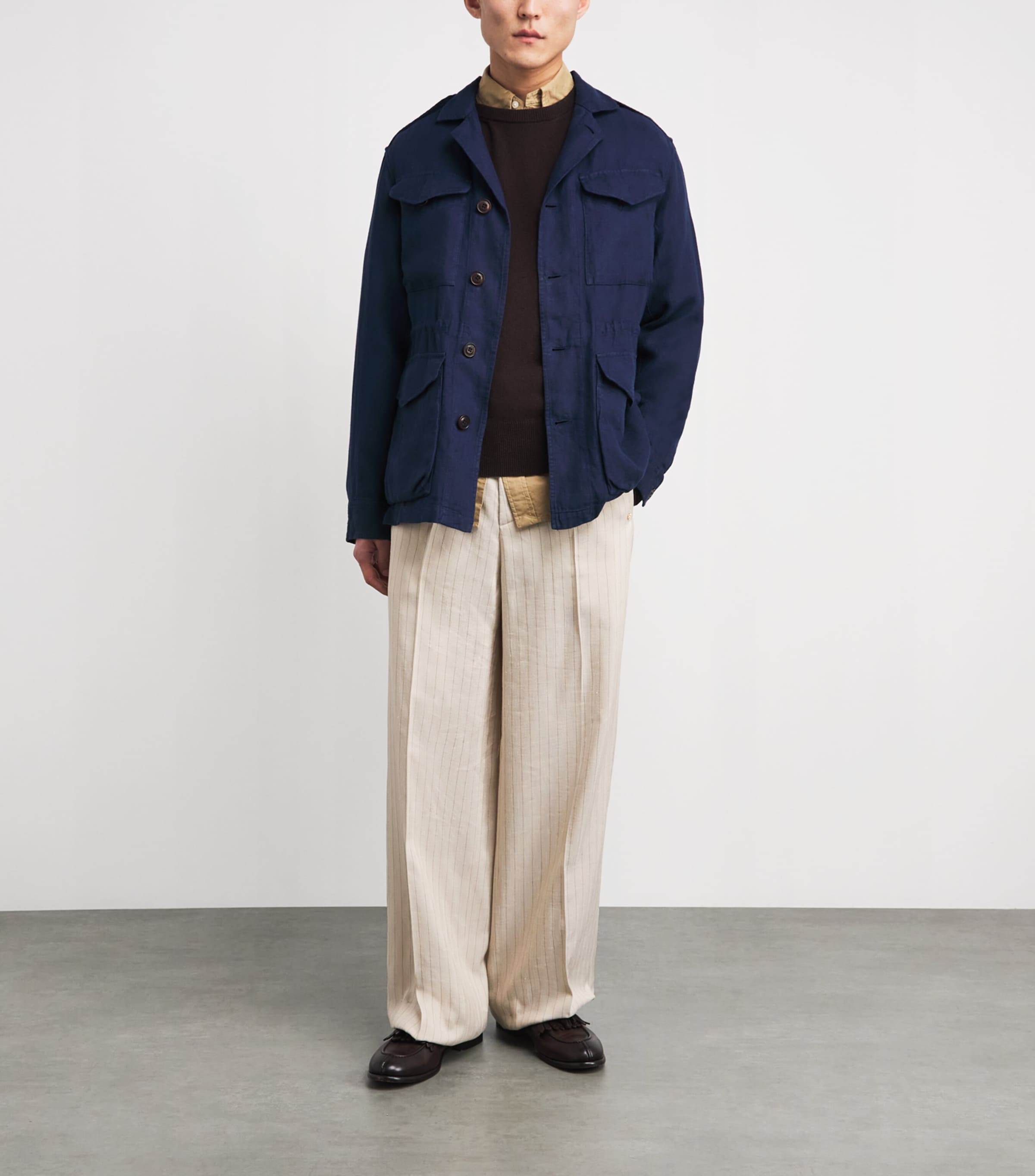Polo Ralph Lauren Mens Linen Shirt Newport Navy Image 2