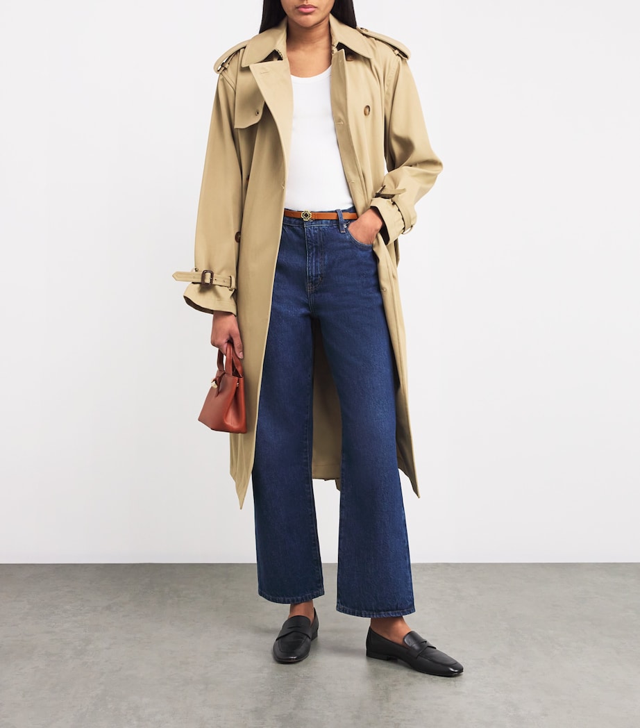 Maje Leather Logo Thin Belt Camel Image 2
