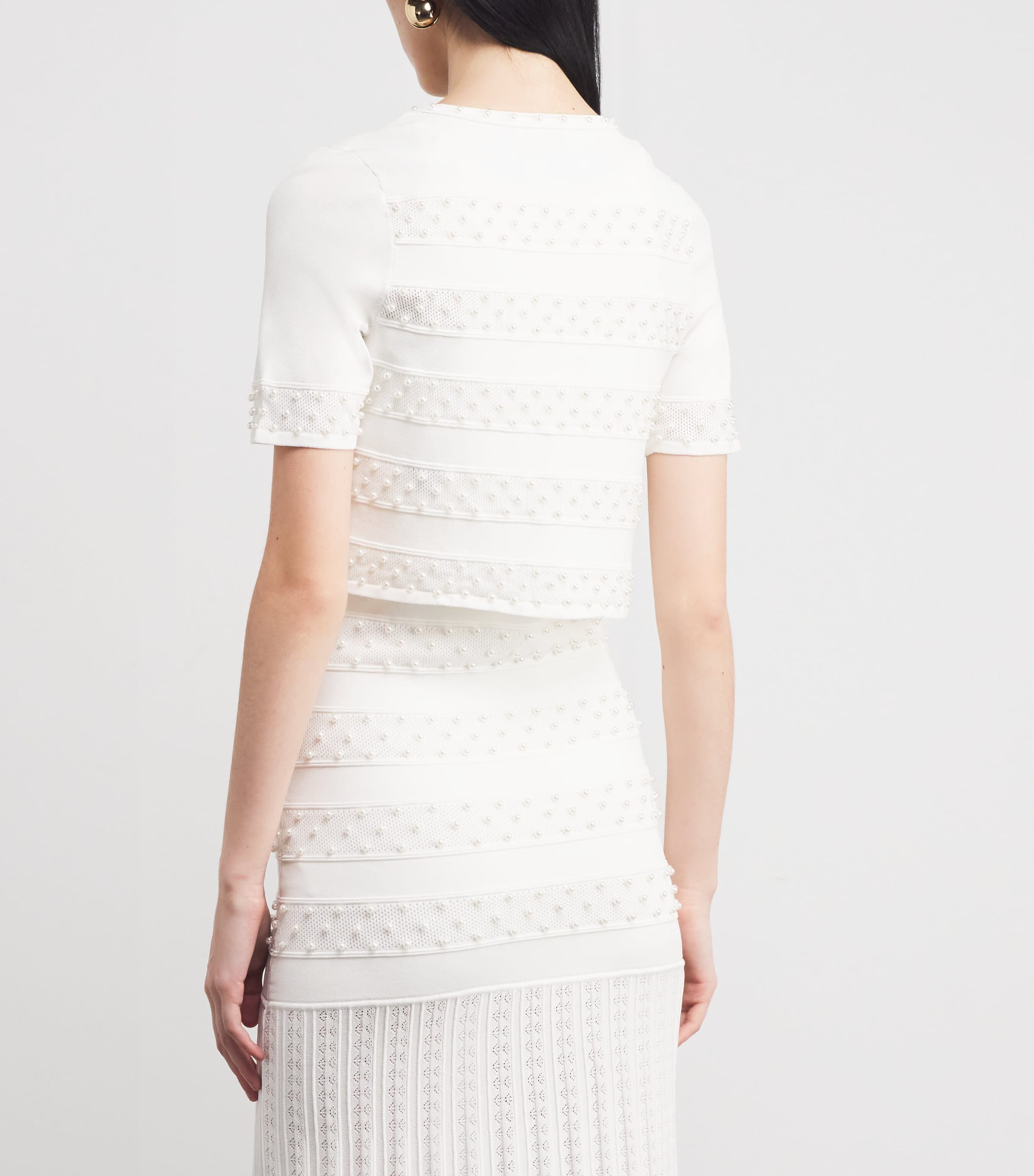 Cropped Beaded Cardigan ECRU Image 4