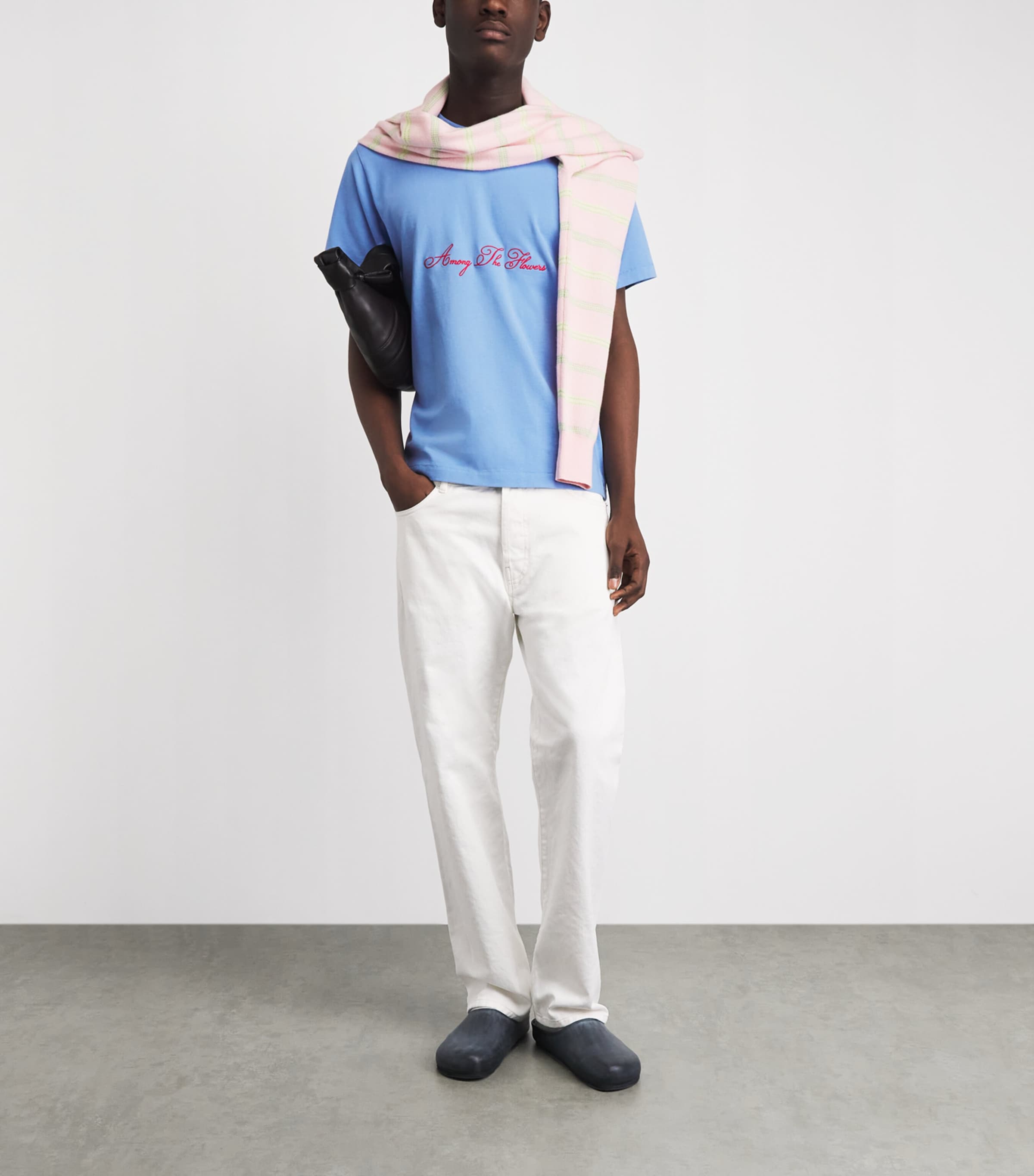 JW Anderson Mens Cotton Embroidered T-Shirt Pale Blue Image 2