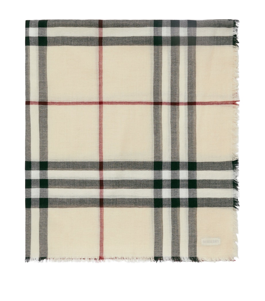 Wool Wide Check Scarf STONE Image 1