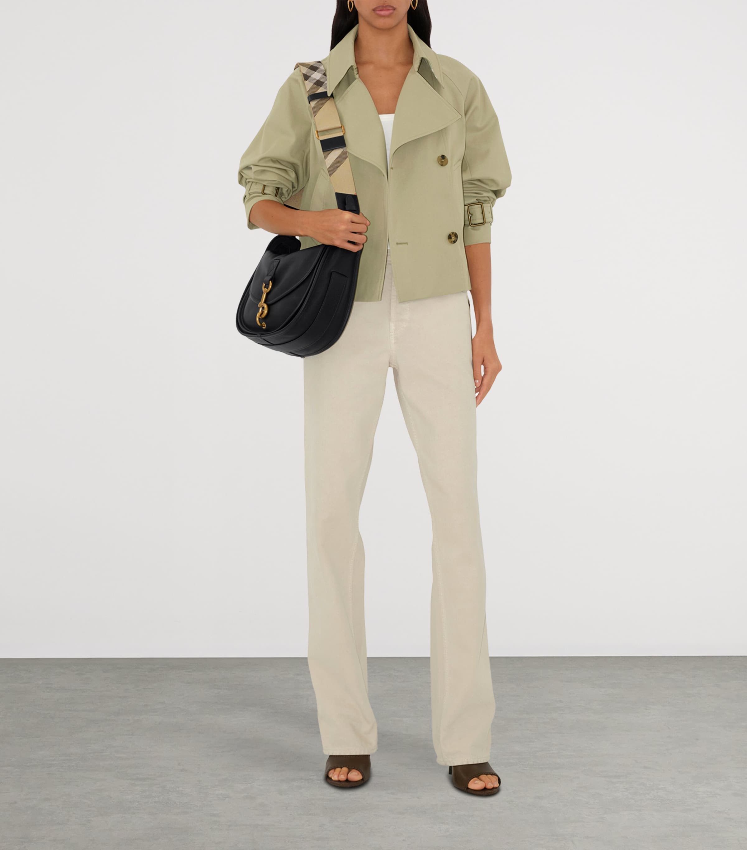 Small Calf Leather B Clip Messenger Bag BLACK Image 3